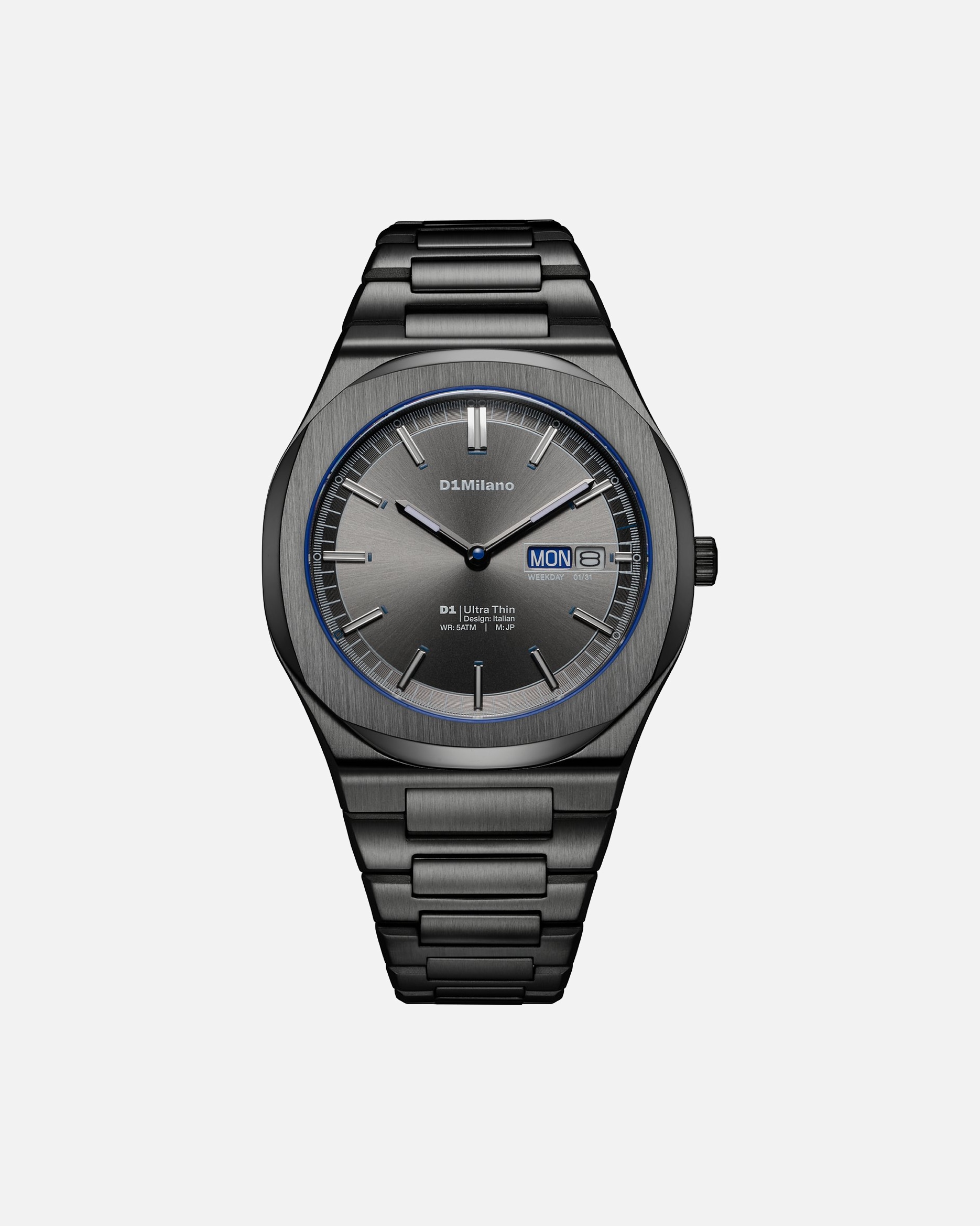 Uhr für Männlich D1 Milano Default Brand Line Herrenuhr Edelstahl dunkelgrau