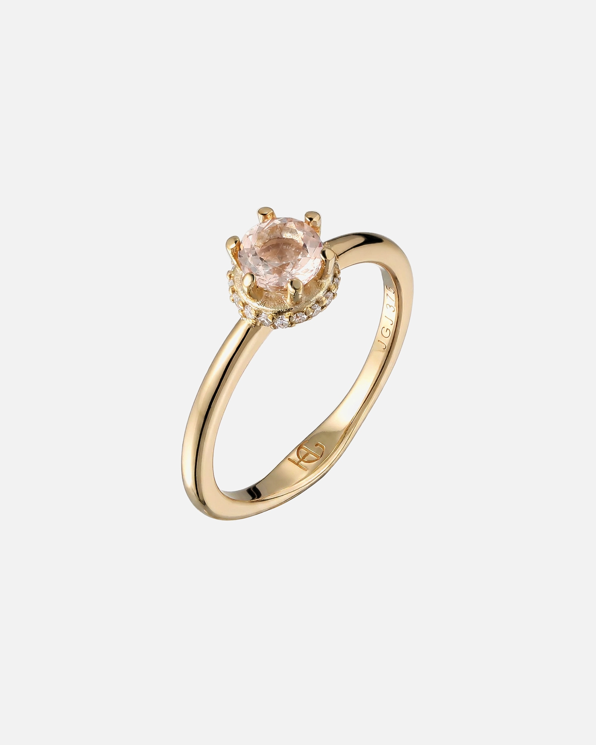 Ring für Weiblich Haze & Glory Default Brand Line Diamant Morganite Verlobungsring Weiß (0.09 ct) 375 Gelbgold 56