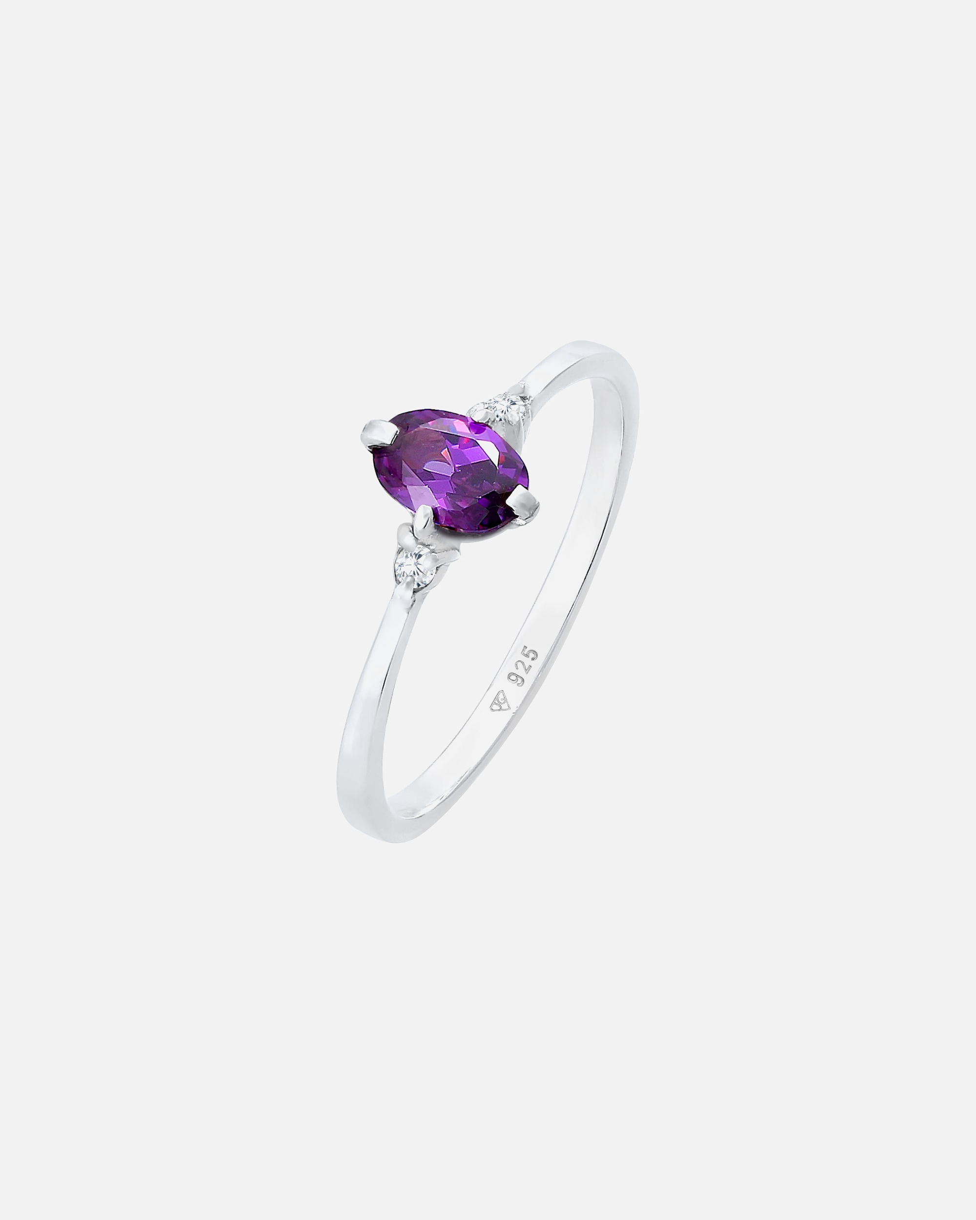 Ring für Weiblich Elli Zirkonia Violett Oval Verlobung 925 Silber 56