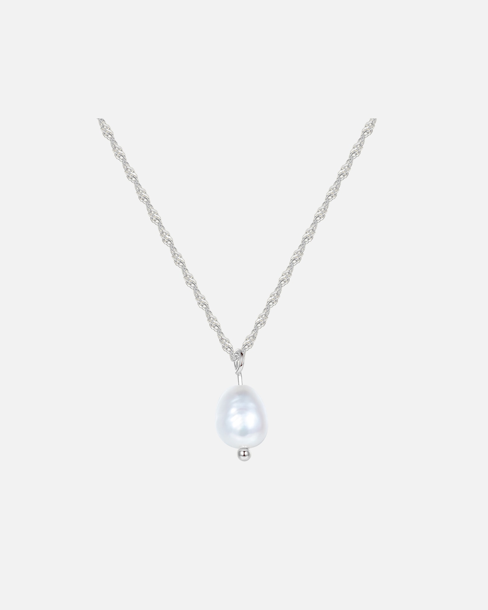 Halskette für Weiblich Hey Happiness Default Brand Line Kette mit Perle Anhänger aus 925 Sterlingsilber Silber