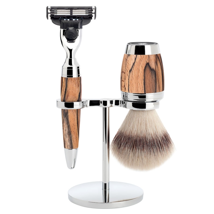 Mühle STYLO 3-teiliges Rasierset, Silvertip Fibre , mit Gillette Mach3 Herren