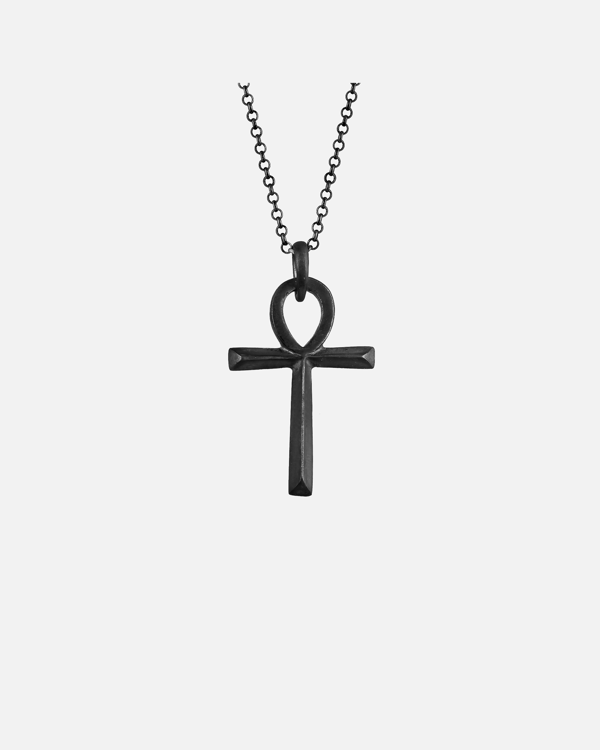 Halskette für Männlich KUZZOI Herren Ankh Kreuz Heiliges Symbol 925 Silber Schwarz