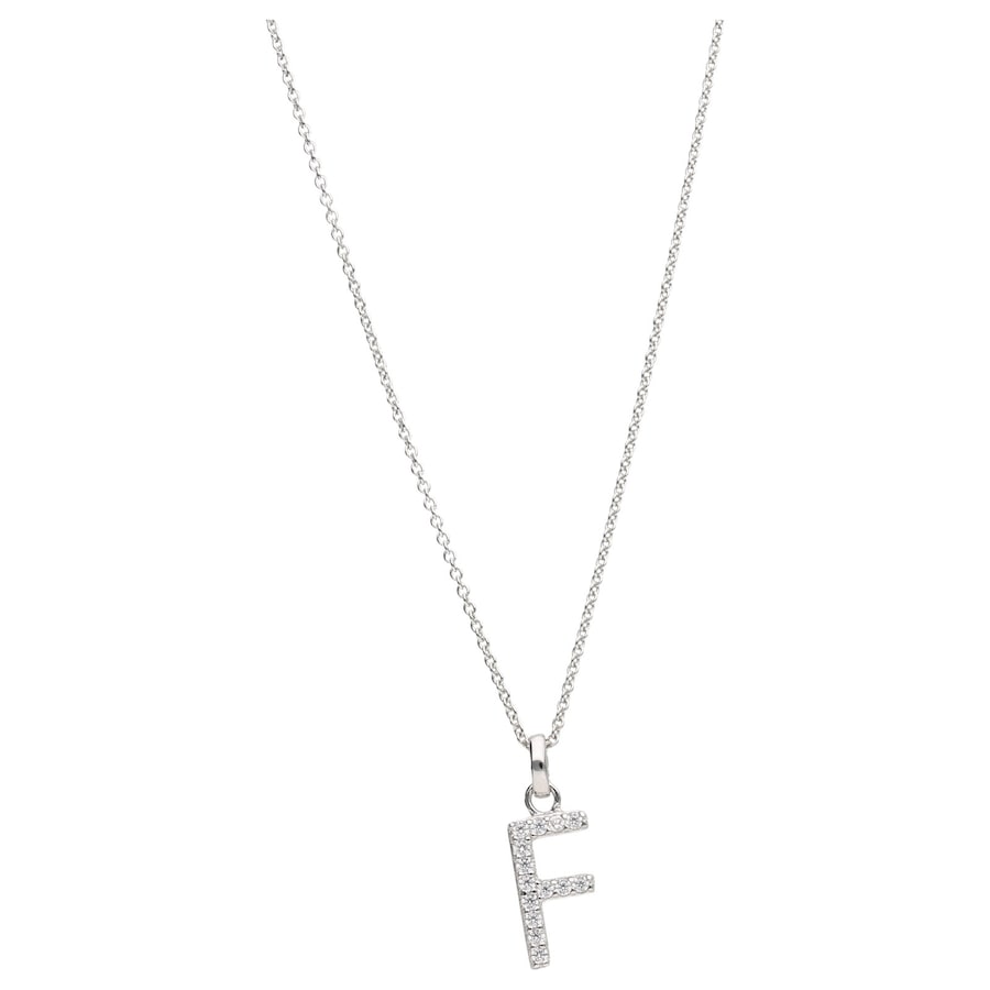 Smart Jewel Kette Buchstabe F mit Zirkonia Steine, Silber 925 45 cm Damen