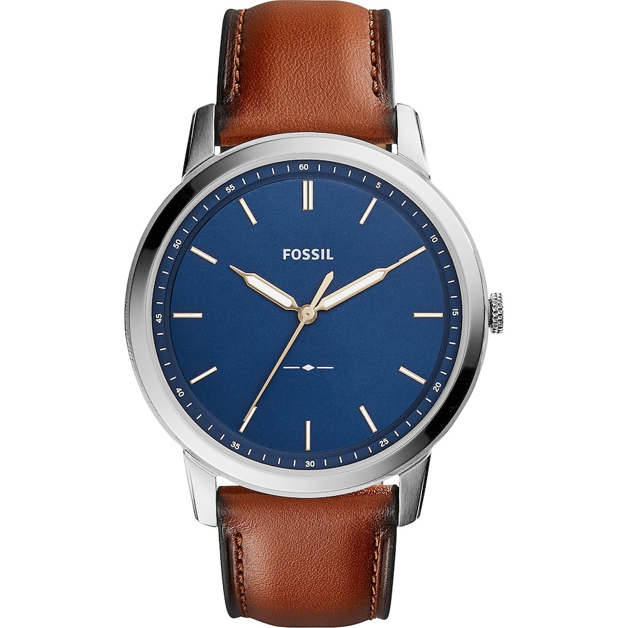 Fossil Herrenuhr Edelstahl blau, braun Herren