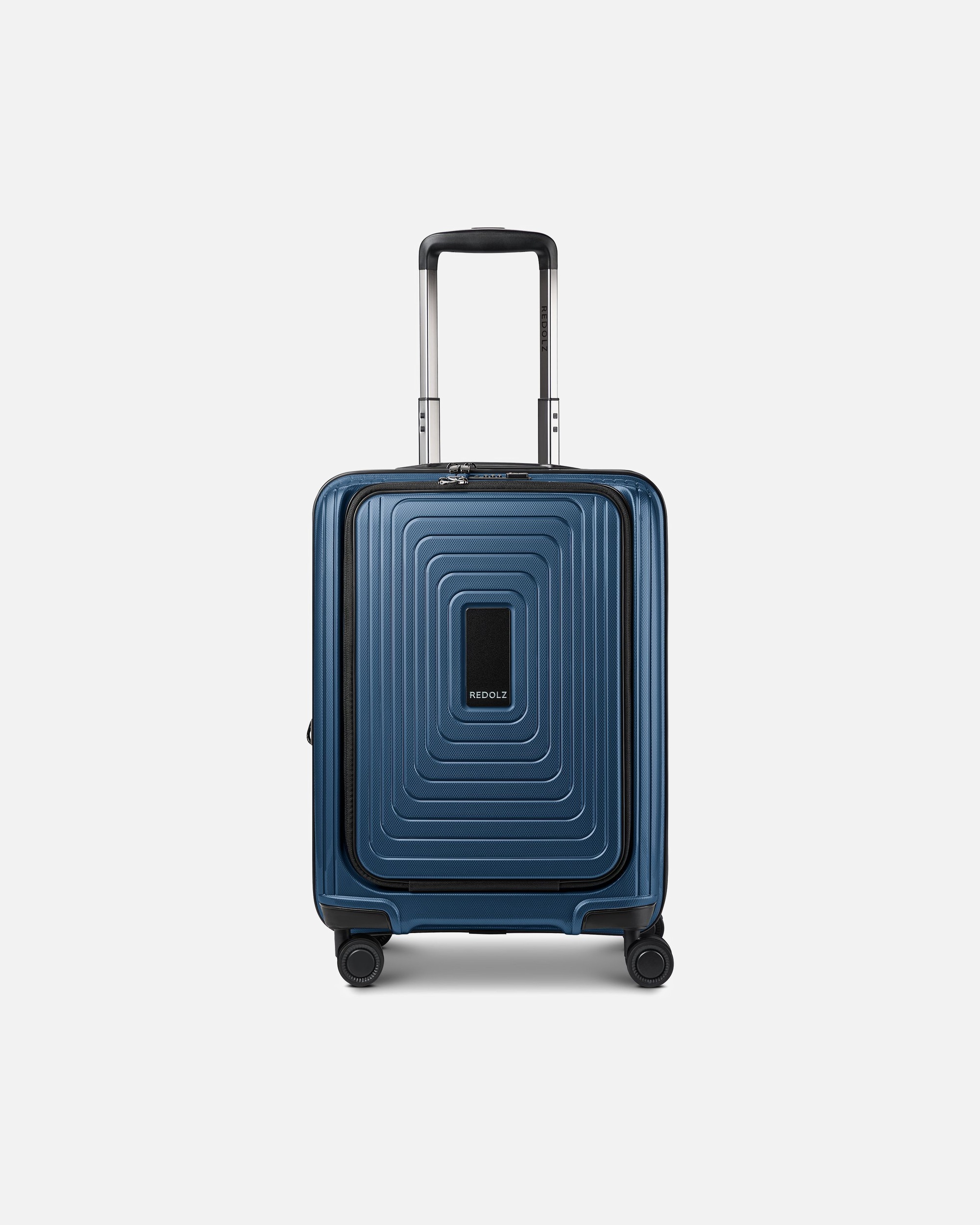 Handgepäckkoffer für Männlich Redolz Essentials 14 4 Rollen Kabinentrolley S 55 cm Laptopfach mit Dehnfalte dark blue metallic