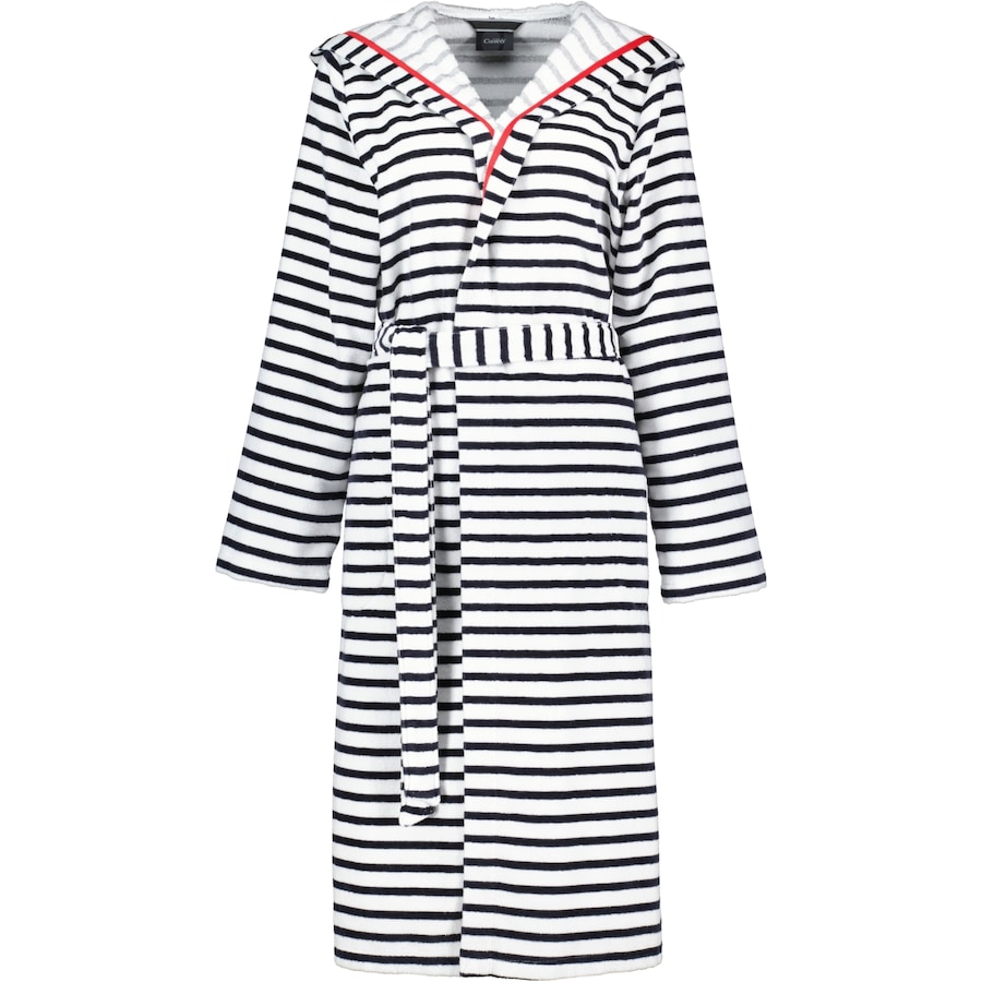 Cawö Bademäntel Damen Kapuze Streifen 1243 schwarz-weiß - 96 S Weiss