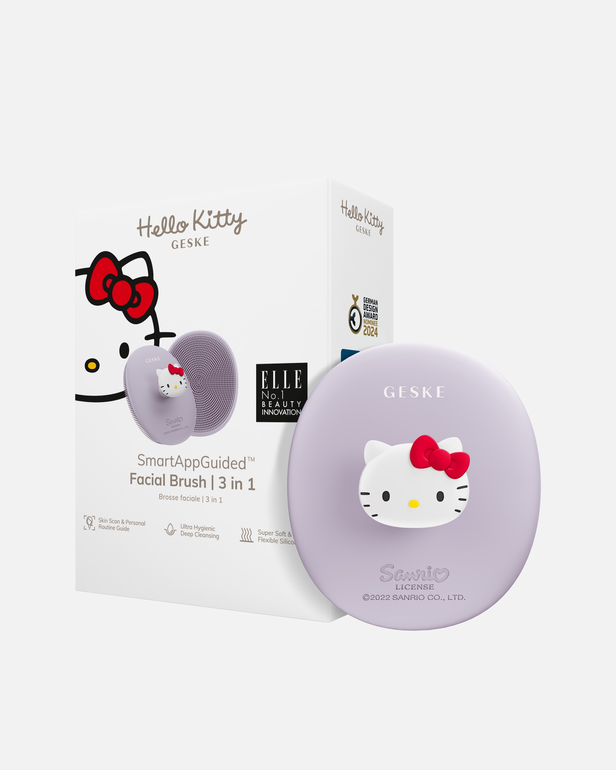 Reinigungsinstrument für Unisex Geske SmartAppGuided™ Facial Brush | 3 in 1 Hello Kitty Purple