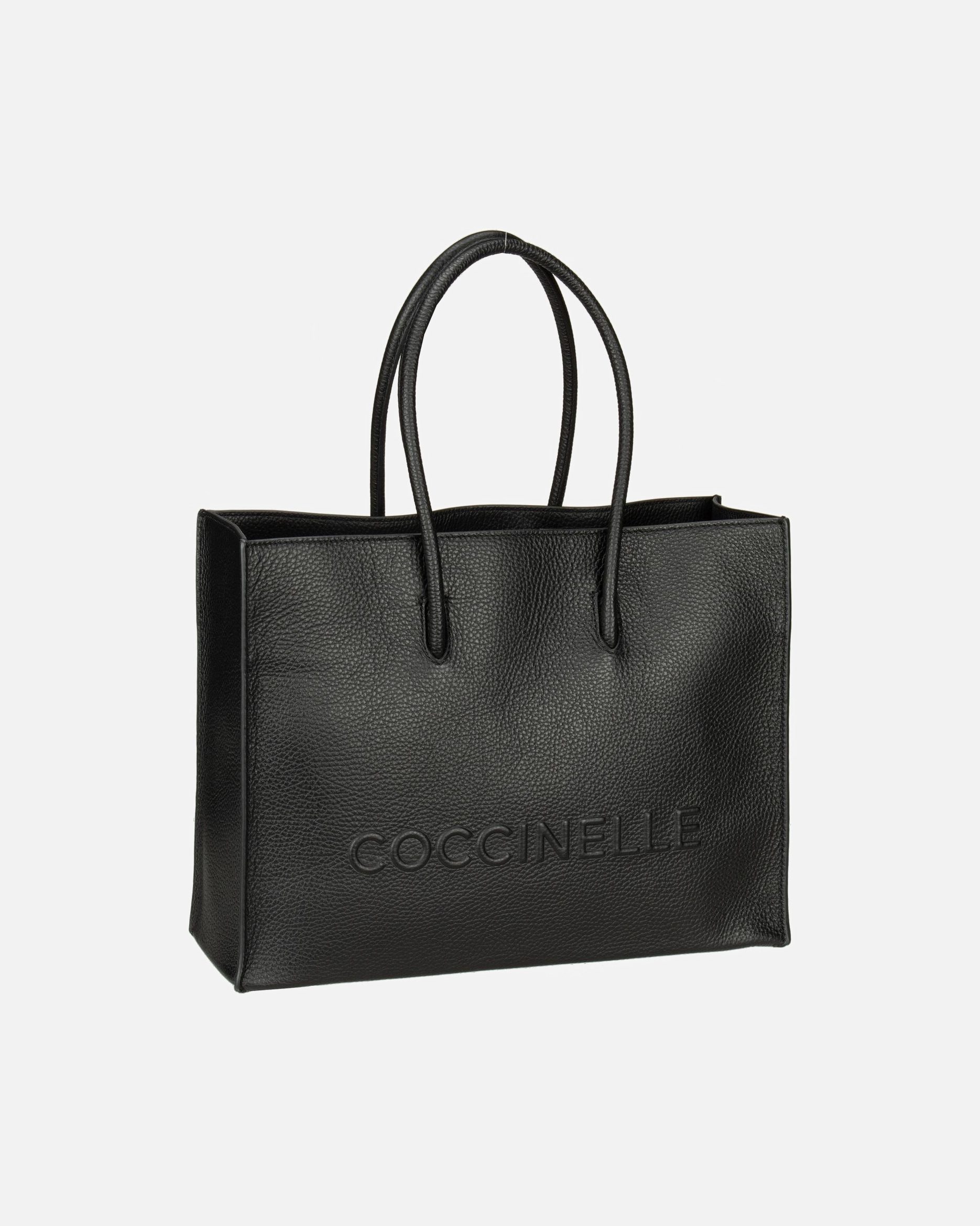 Tasche für Weiblich Coccinelle Schultertasche Leder 35 cm Noir