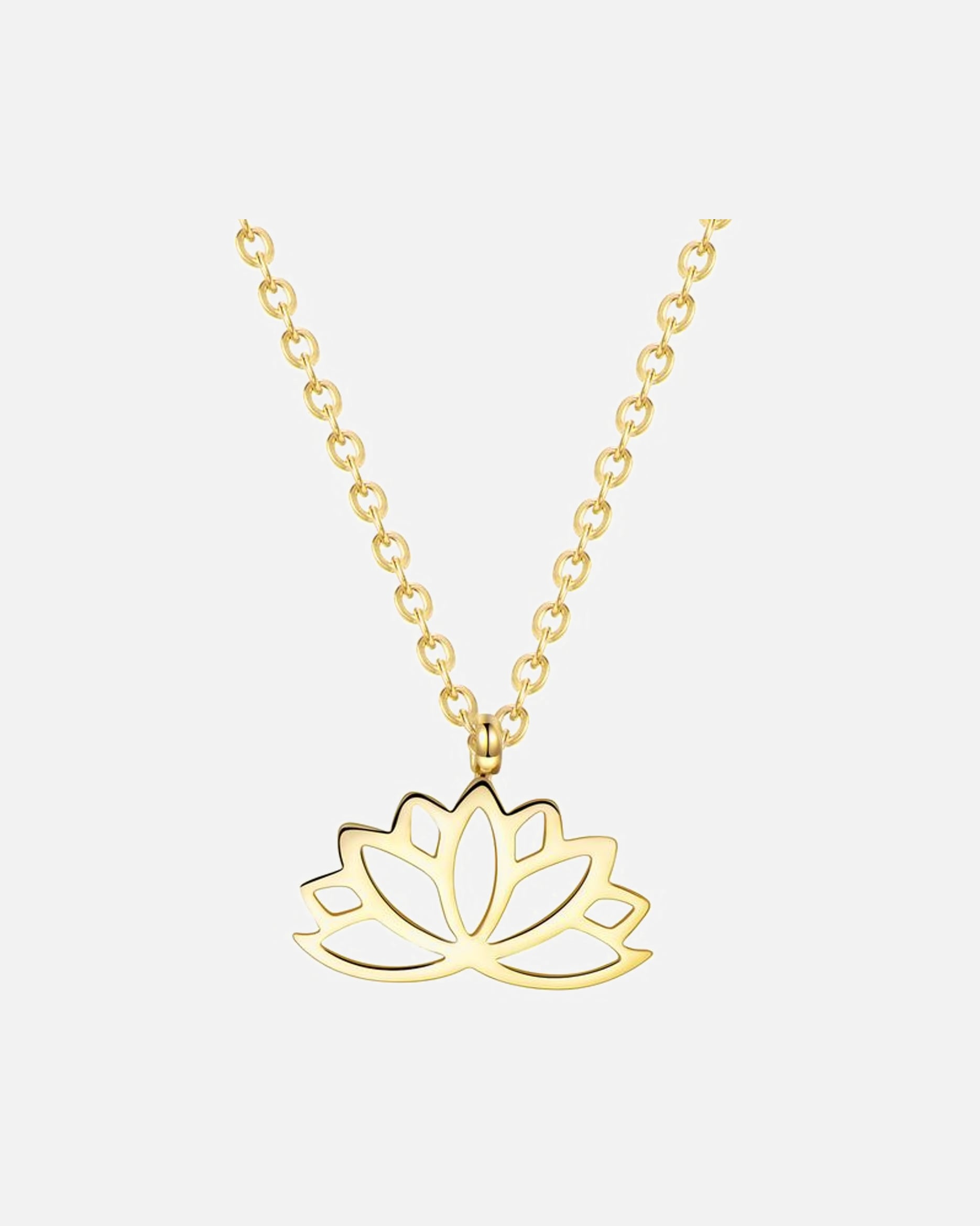 Halskette für Weiblich Hey Happiness Default Brand Line Lotus Anhänger Halskette – Edelstahl Schmuck – wasserfest Gold