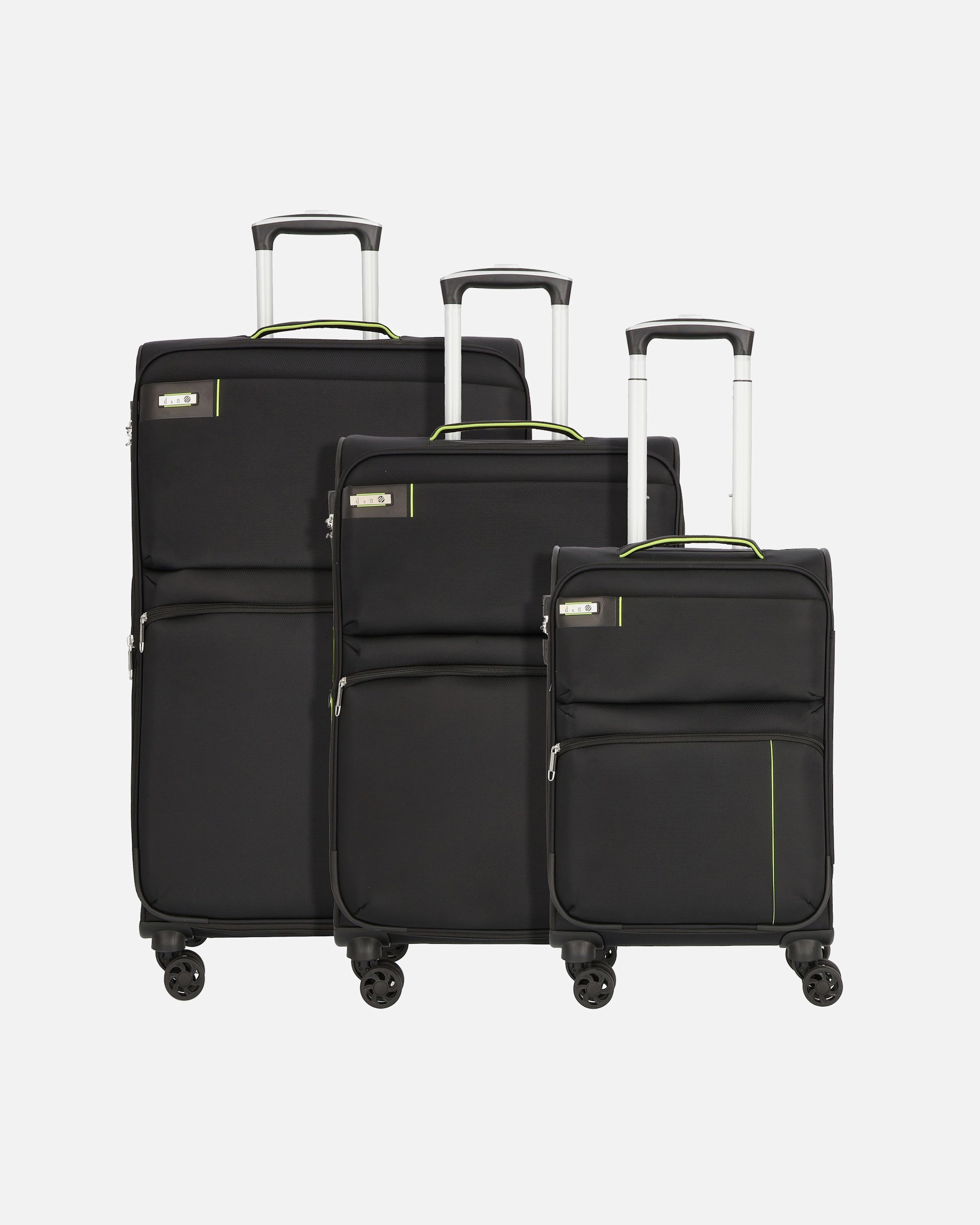 Koffer für Männlich d & n Travel Line 6704 4-Rollen Kofferset 3tlg. schwarz