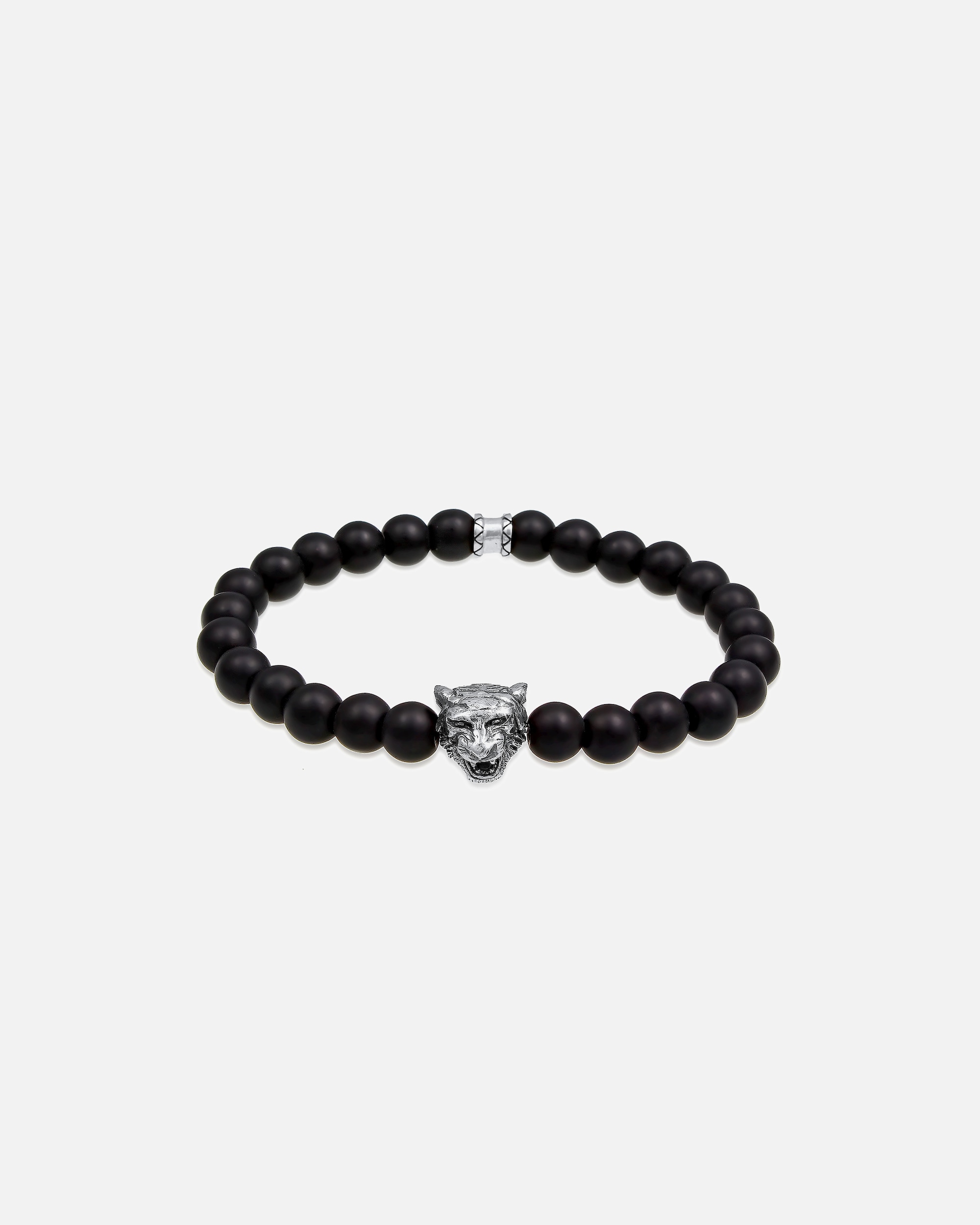 Armband für Männlich KUZZOI Herren Tiger Kopf Onyx Edelsteine Black 925 Silber 19
