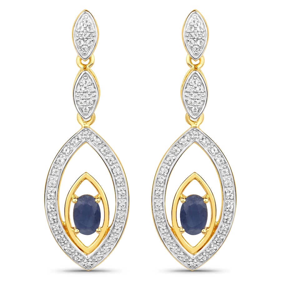 Vira Jewels Ohrringe 925/- Sterling Silber Saphir blau 1,49 ct. gelb vergoldet Damen