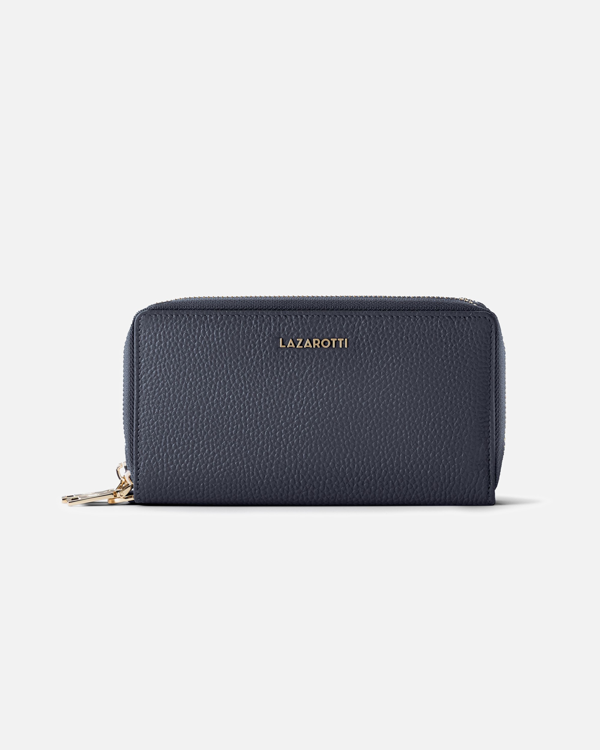 Portemonnaie für Weiblich Lazarotti Bologna Leather Damengeldbörse navy