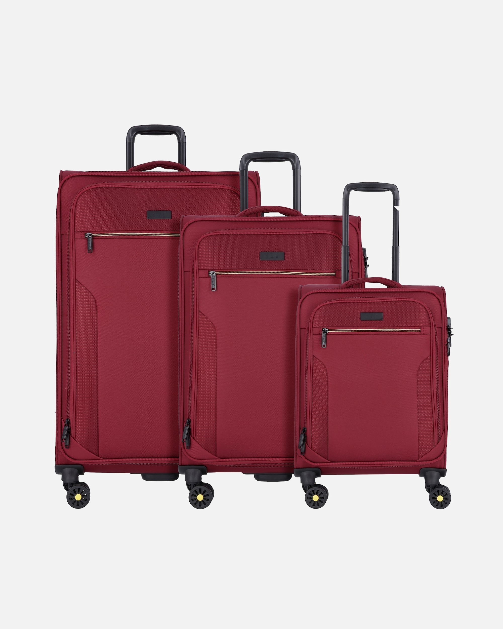 Koffer für Männlich d & n Travel Line 9704 4 Rollen Kofferset 3-teilig mit Dehnfalte dark red