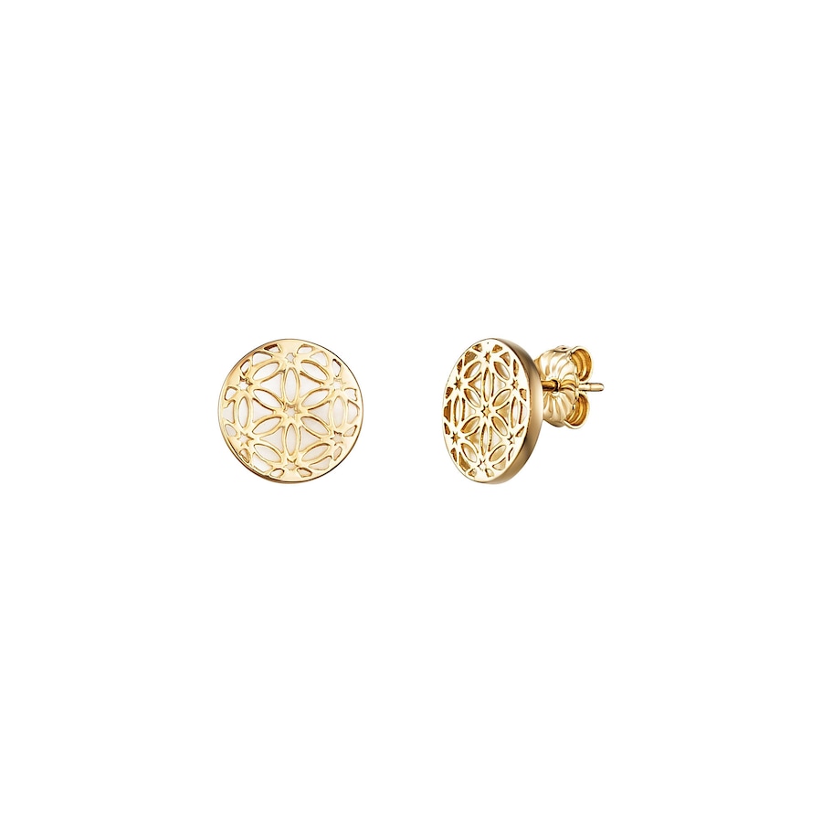 Julie Julsen Ohrstecker 925/- Sterling Silber Perlmutt weiß gelb vergoldet Weiss Damen