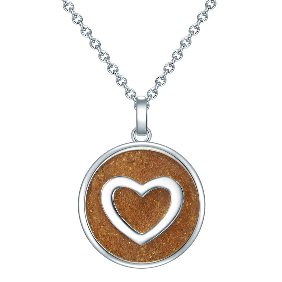 Strandglück Halskette Herz Sterling Silber Sand in 45,5 cm Basiskette + 5,0 Verlängerung Damen