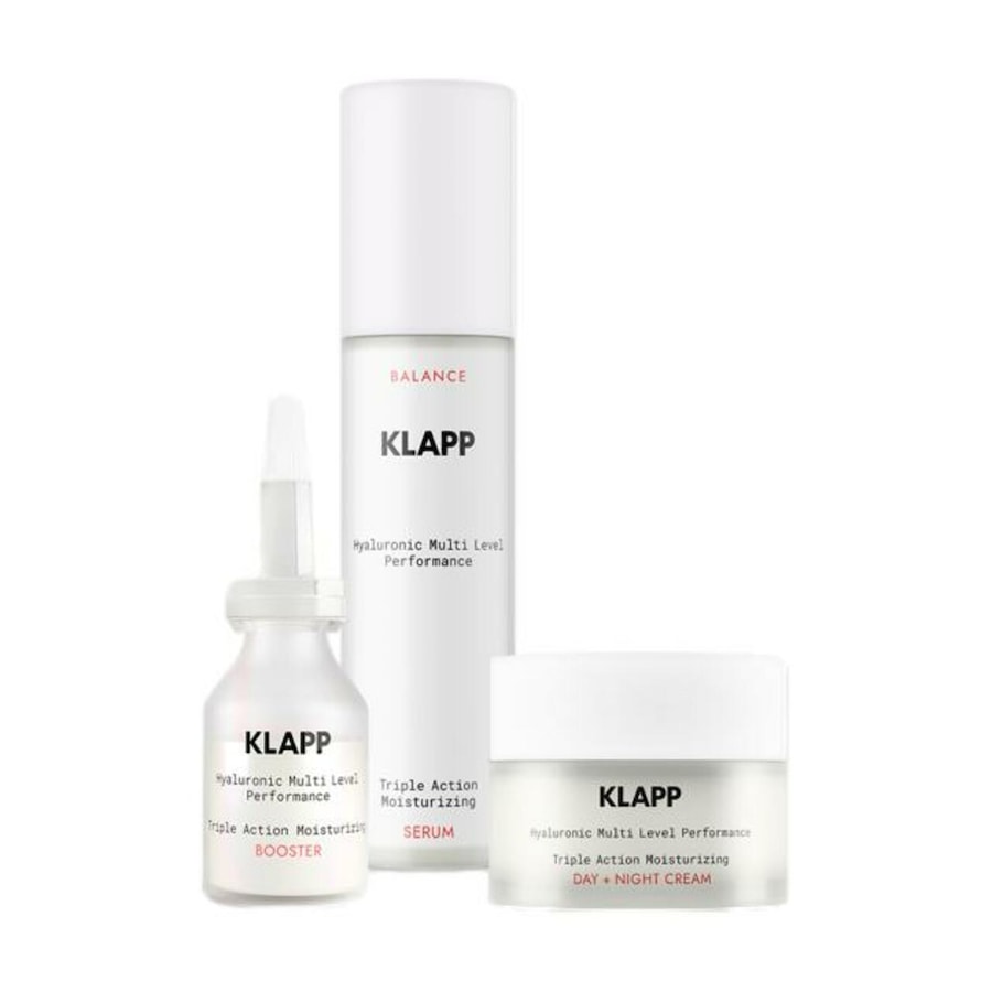 Klapp Hyaluronic Multi Level Performance Triple Action Moisturizing Power Trio Set = Day & Night Cream 50 ml + Serum Booster 15 3 pieces