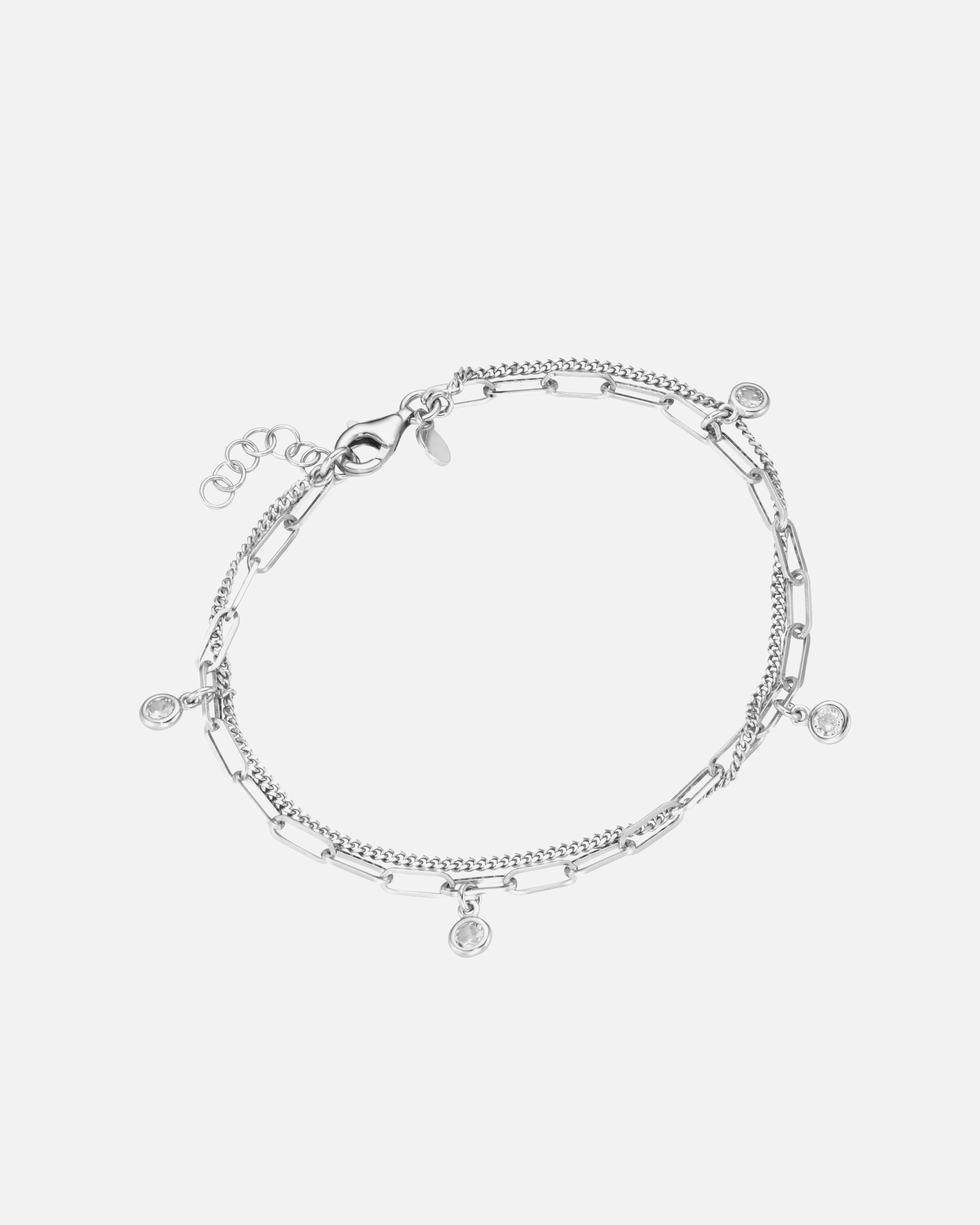 Armband für Weiblich Smart Jewel Armband zweireihig, Zirkonia Steine, Silber 925 Silber