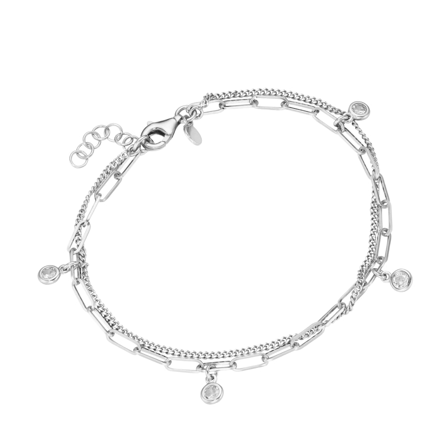 Smart Jewel Armband zweireihig, Zirkonia Steine, Silber 925 Damen