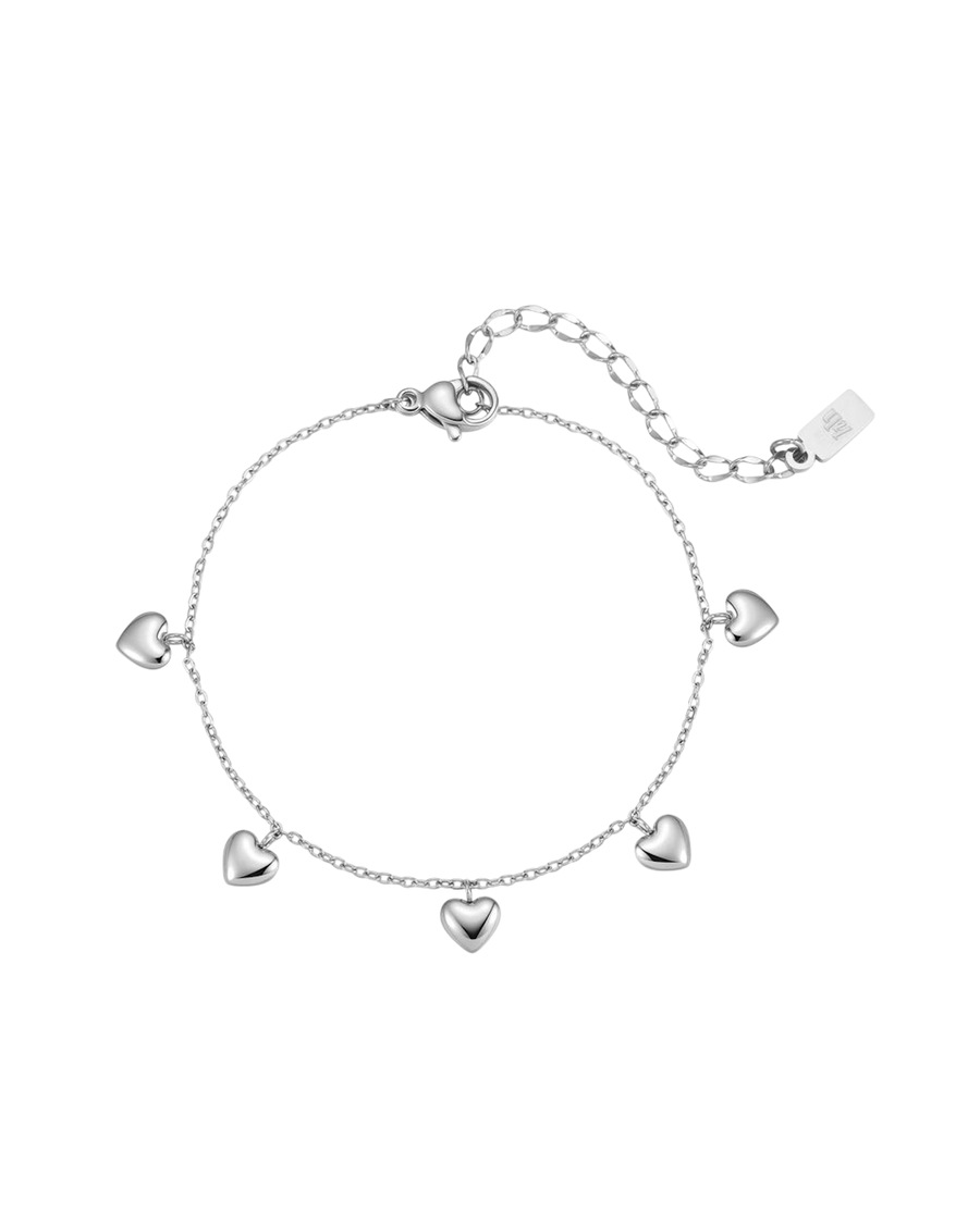Hey Happiness Chunky Heart – Herz Armband Edelstahl, wasserfest Silber Damen