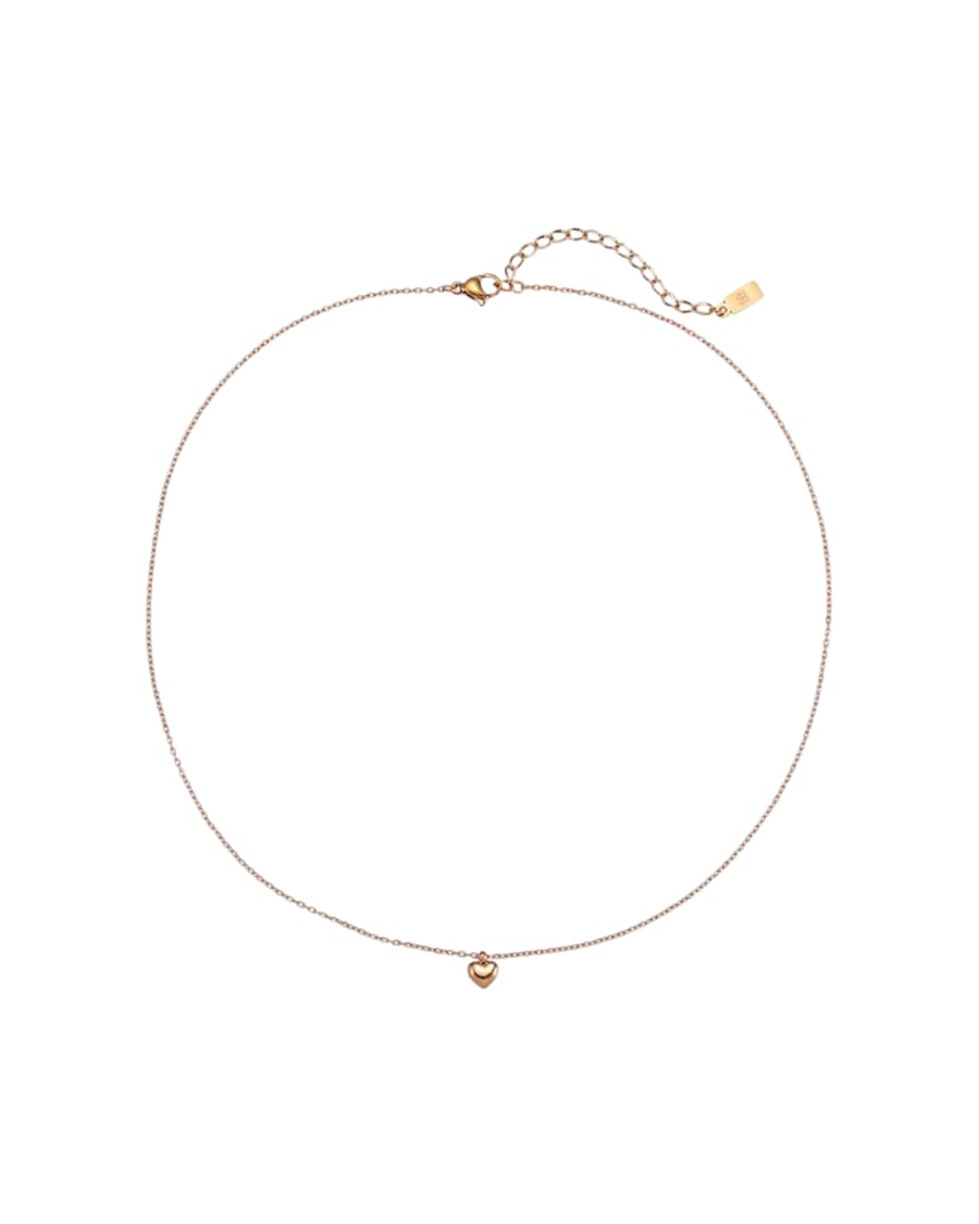 Hey Happiness Chunky Heart – Herz Anhänger Halskette Edelstahl, wasserfest Rosegold Nude Damen