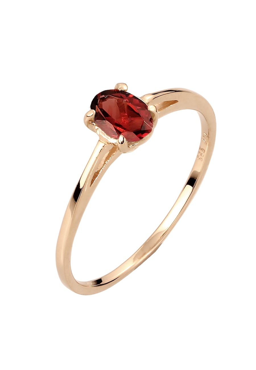 Elli PREMIUM Solitär Granat Dunkelrot 585 Gelbgold 54 Damen