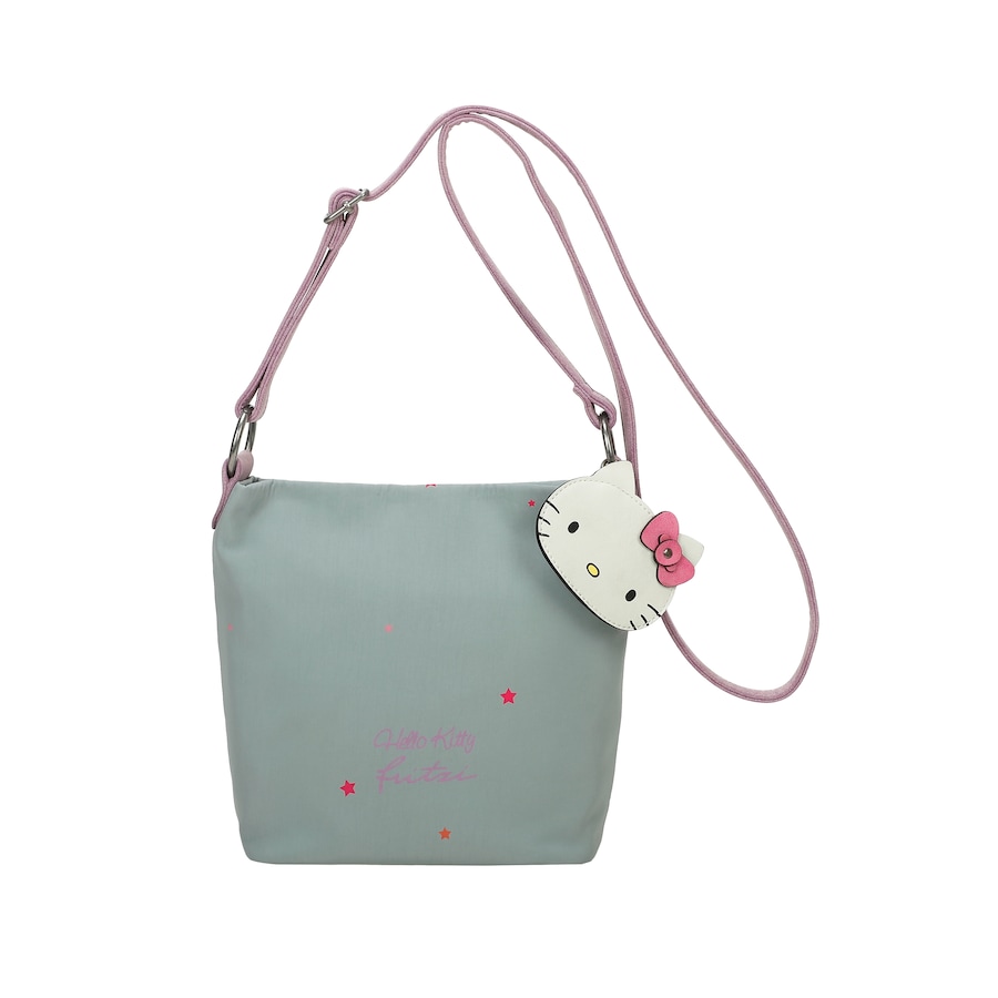 Hello Kitty x Fitzi Schultertasche fritzi Cross mit einem dekorativen Kitty-Anhänger blau Grün Damen