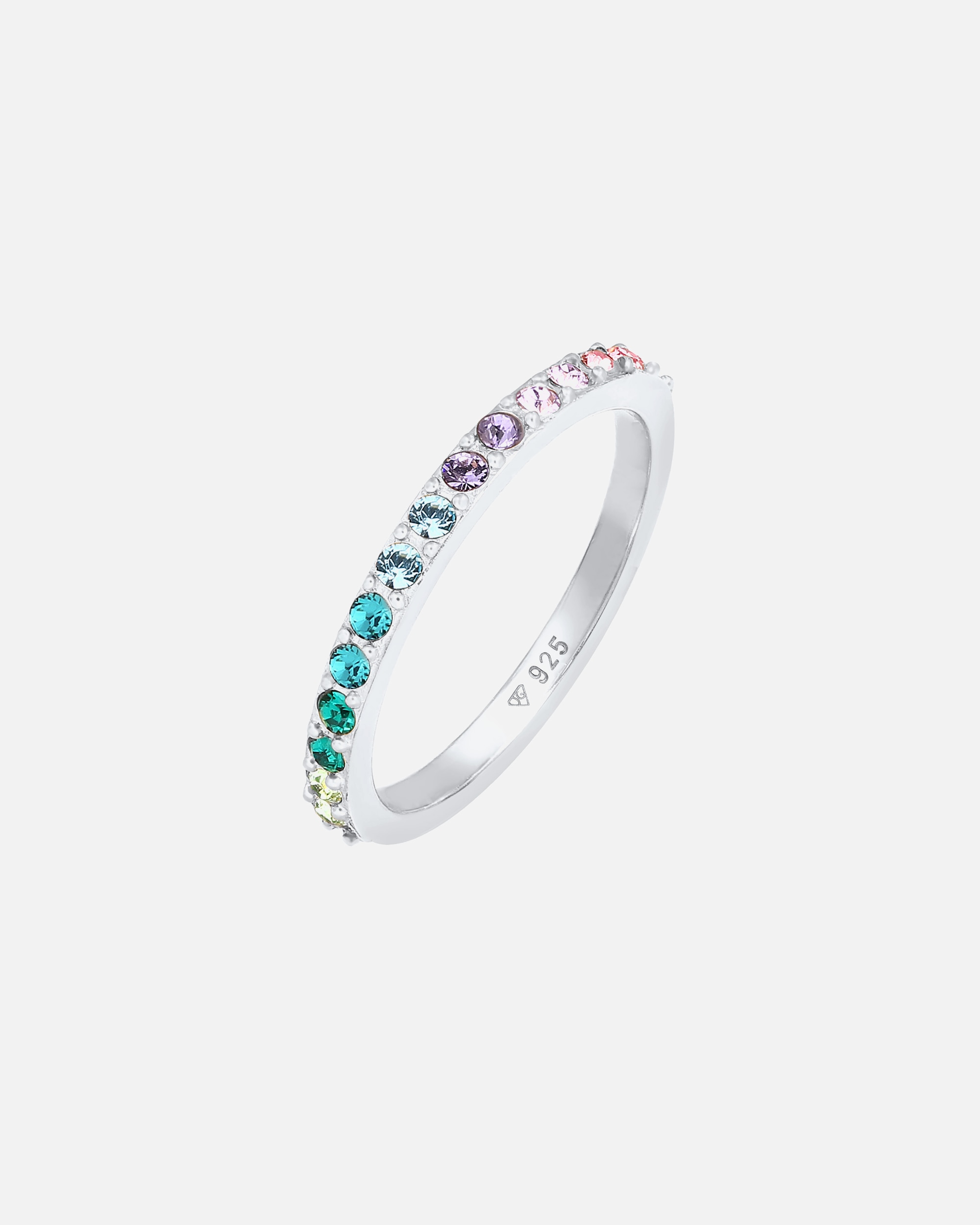 Ring für Weiblich Elli Bandring Kristall Multi-Colour Pastell 925 Silber 54