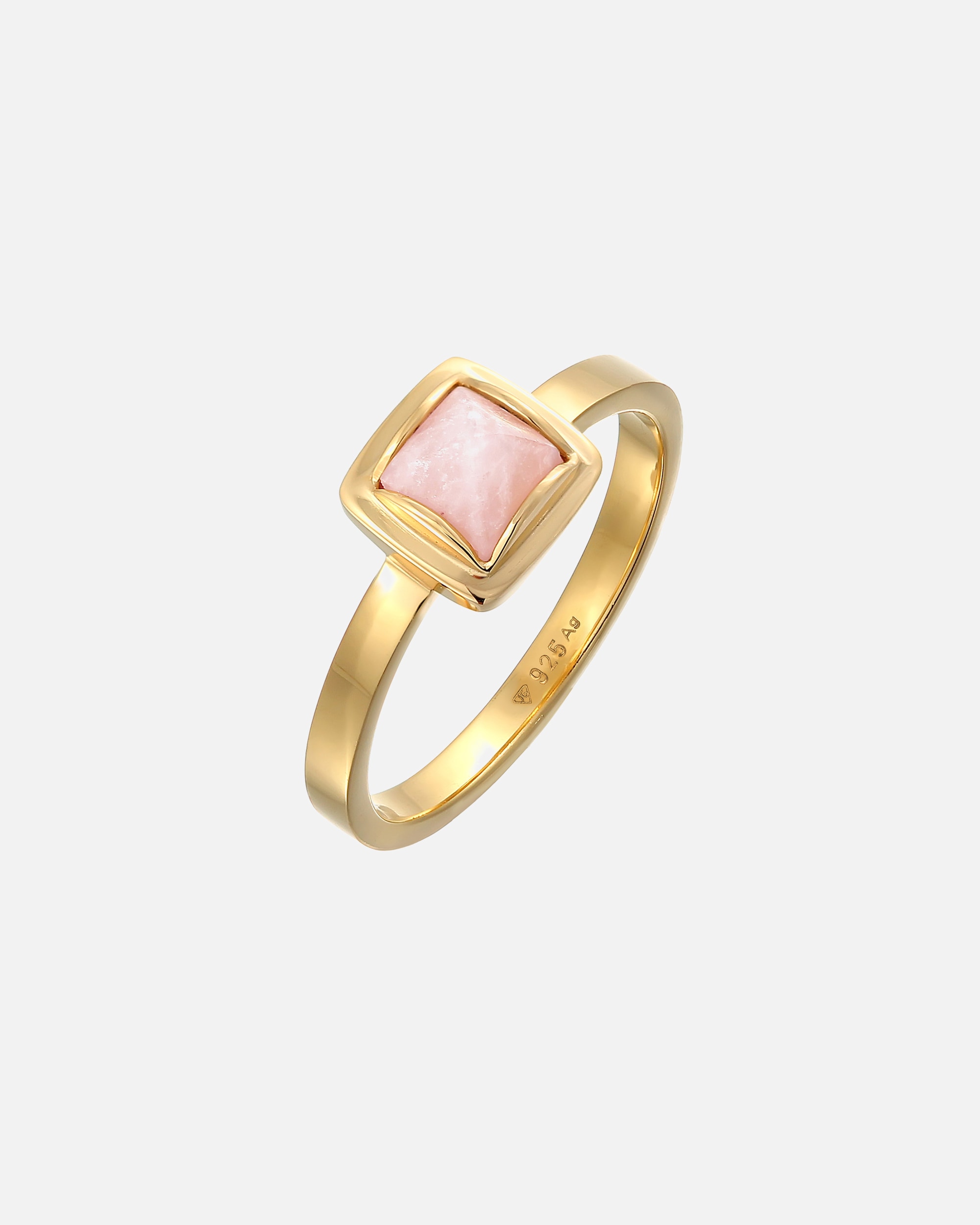 Ring für Weiblich Elli PREMIUM Elli PREMIUM Ring Solitär Rosa Quarz Pyramid 925 Silber vergoldet 56