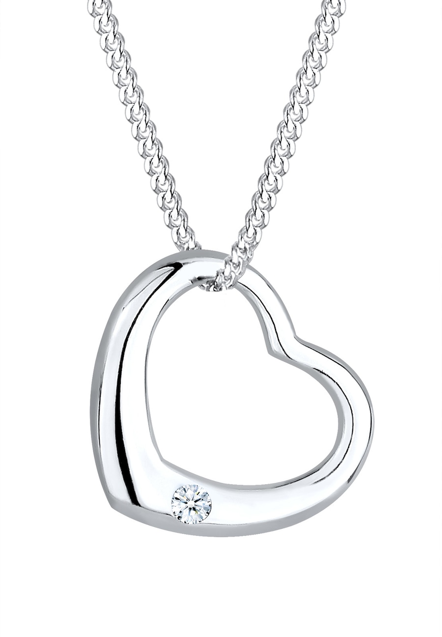 Elli DIAMONDS Herz Liebe Diamant (0.03 ct.) 925 Silber Weiß Damen