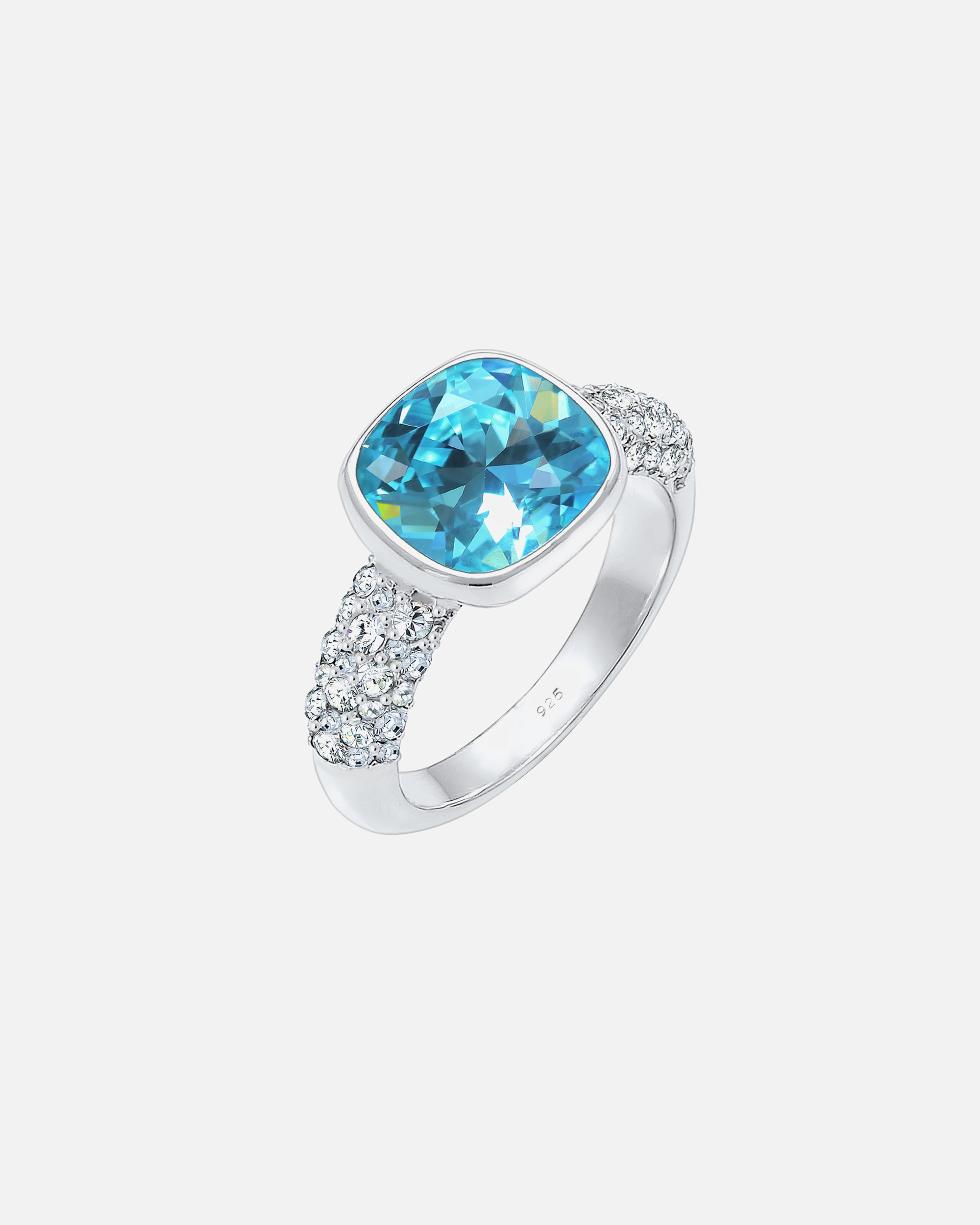 Ring für Weiblich Elli PREMIUM Aquamarin 925er Silber, mit Kristallen von Swarovski® 58
