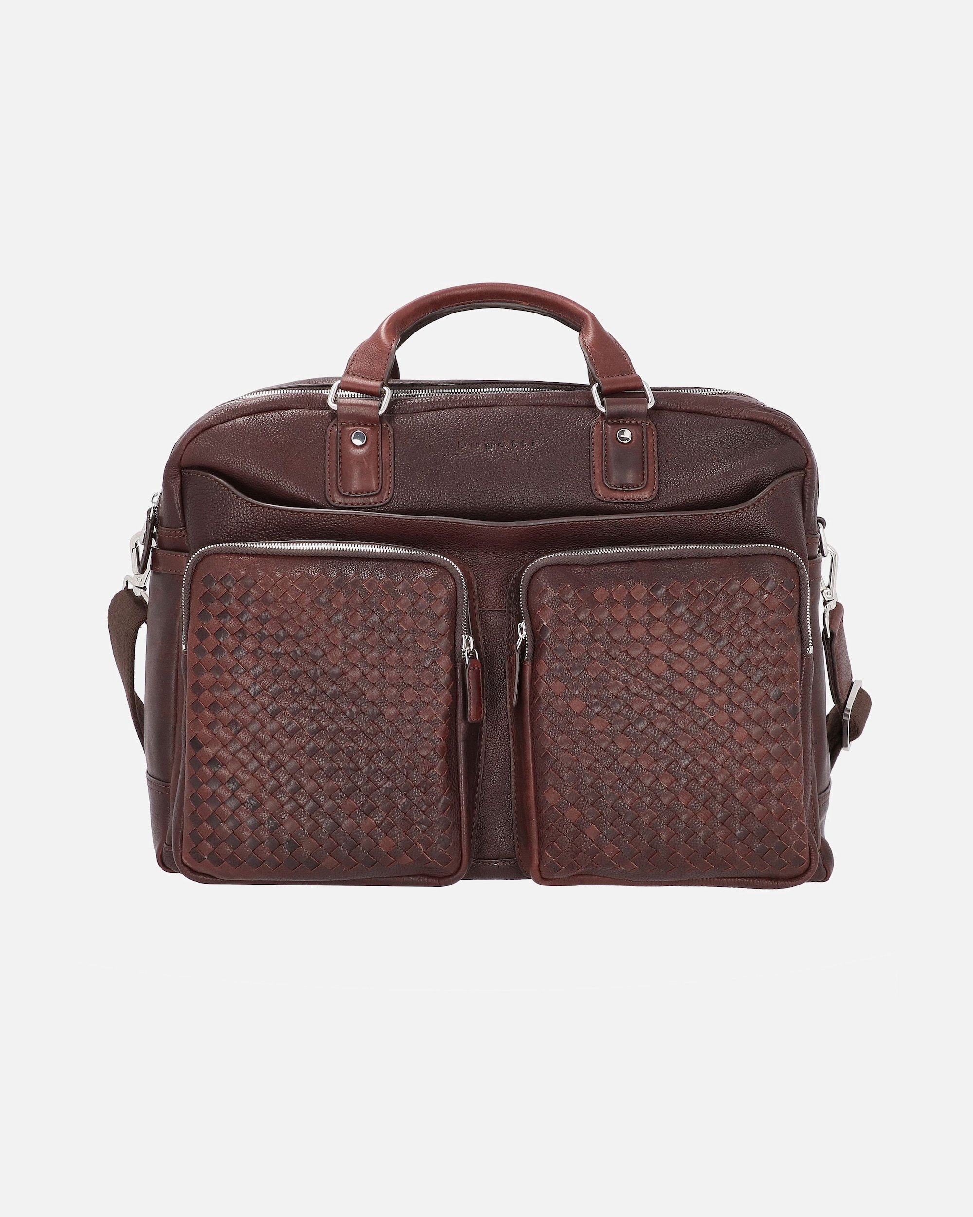Laptoptasche für Männlich Bugatti Woven Aktentasche Leder 48 cm dunkelbraun