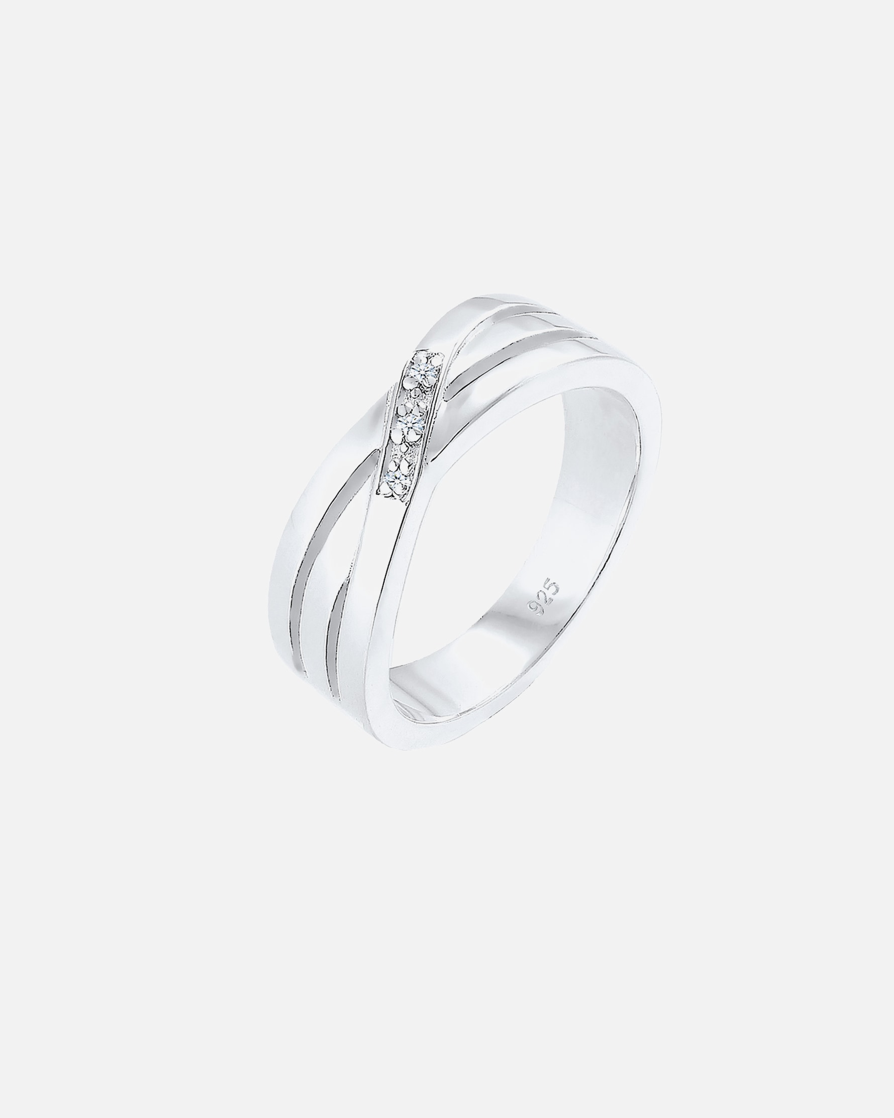 Ring für Weiblich Elli DIAMONDS Cross Over Verlobung Diamant 0.015 ct. 925 Silber 58