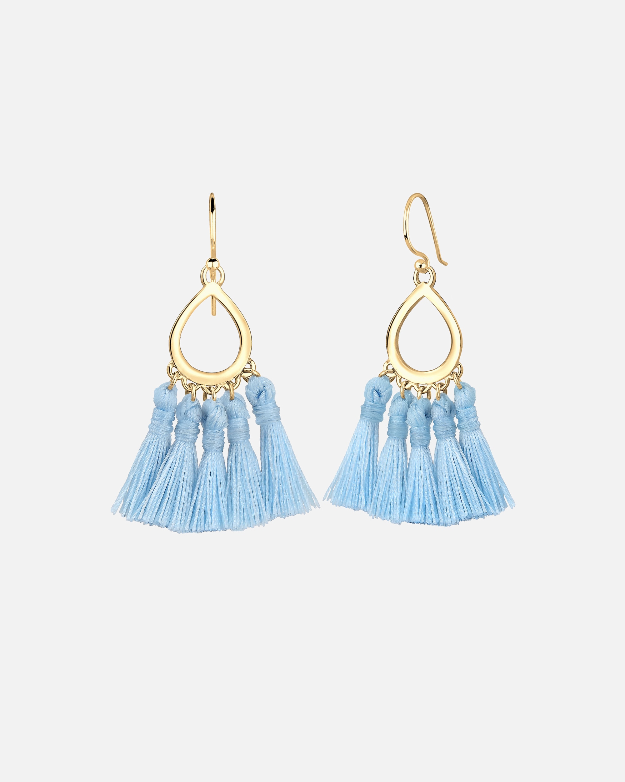 Ohrringe für Weiblich Elli Hänger Tassel Quaste Tropfen Festival 925 Silber Hellblau