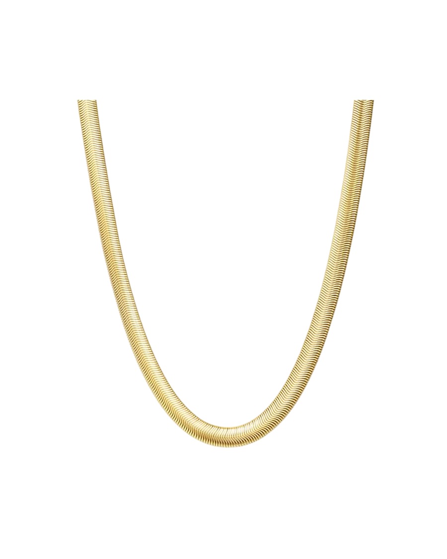 Hey Happiness Breite Schlangenkette – Edelstahl 18k vergoldet 60 Hellbraun Damen