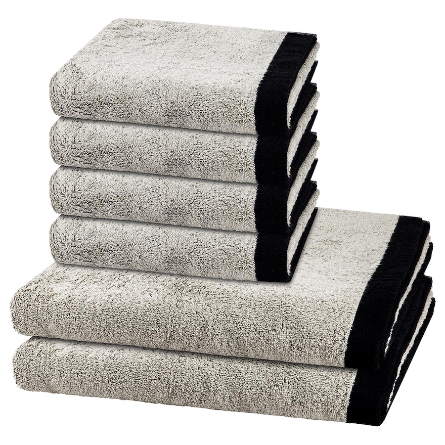 Cawö Handtuch-Set Lifestyle Splash (6-teilig) Platin / schwarz Schwarz