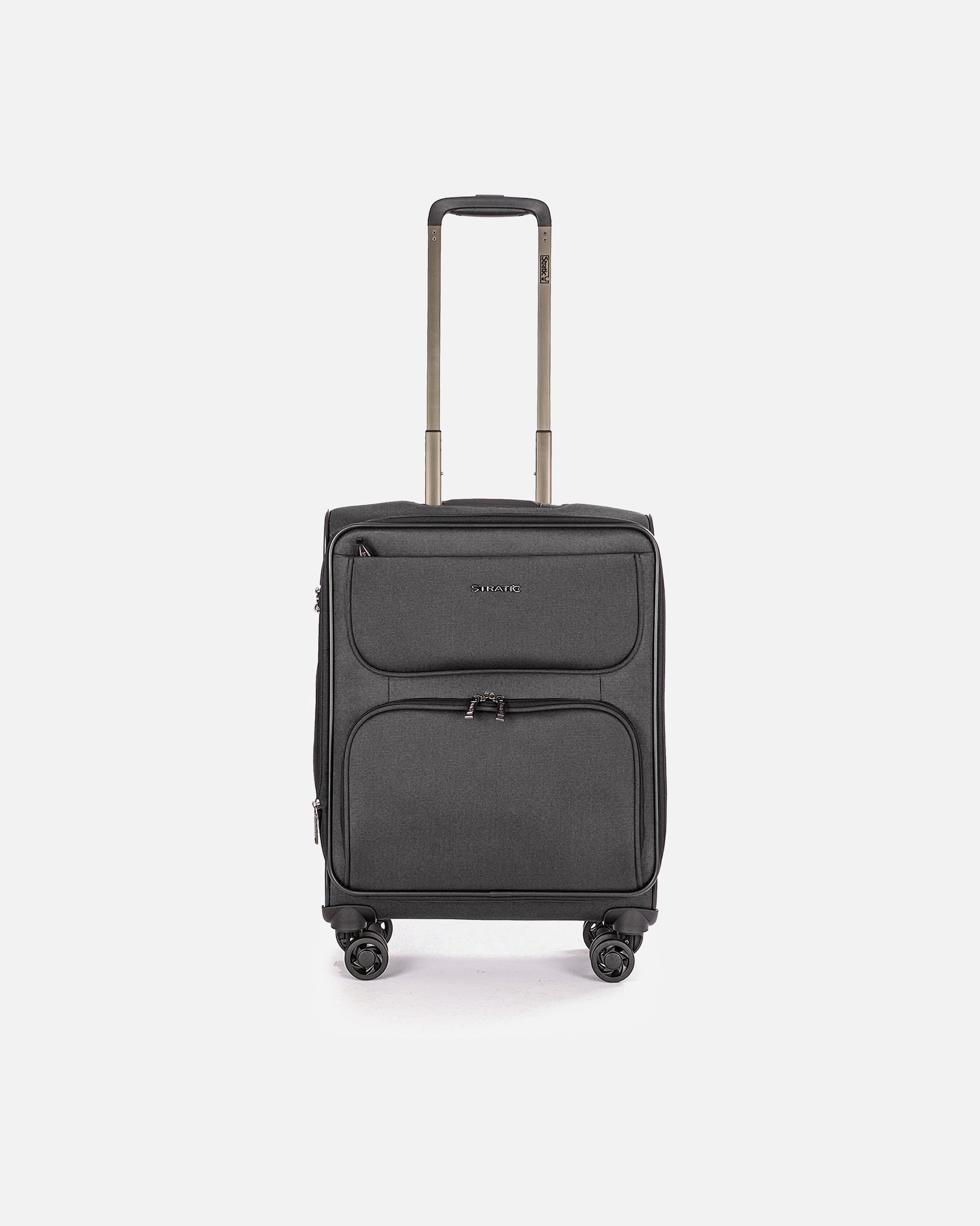 Handgepäckkoffer für Männlich Stratic Bendigo Light Plus 4-Rollen Kabinentrolley 54 cm Schwarz