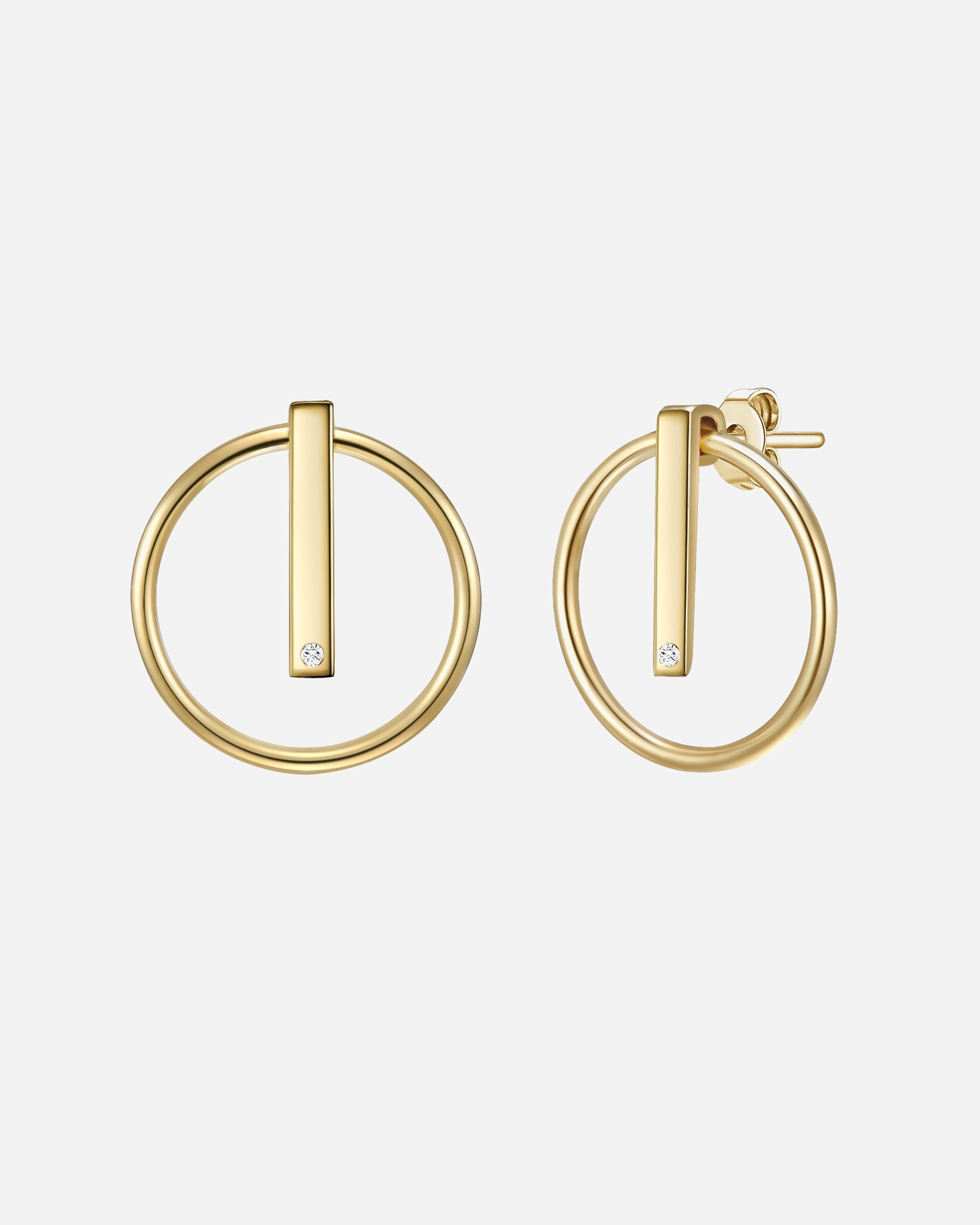 Ohrringe für Weiblich Lulu & Jane Diamant-Ohrhänger Sterling Silber Diamant in Gelbgold 22,3 mm
