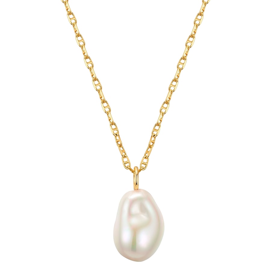 Yokoamii Halskette Metall Muschelkernperle in Gelbgold 46,5 cm Basiskette + 5,0 Verlängerung Damen