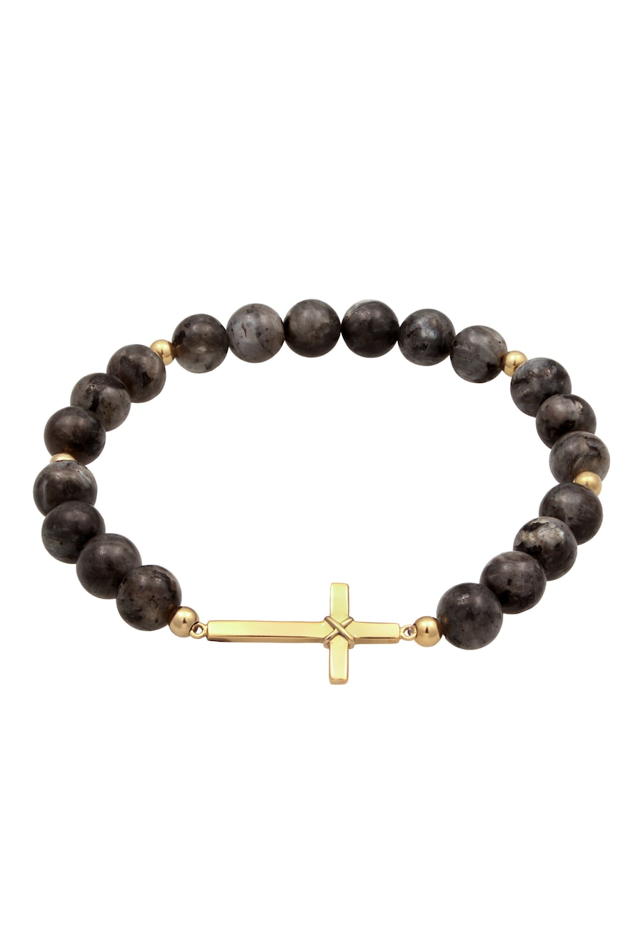 KUZZOI Lavakite Perlen Grau Kreuz 925 Sterling Silber vergoldet 21 Herren