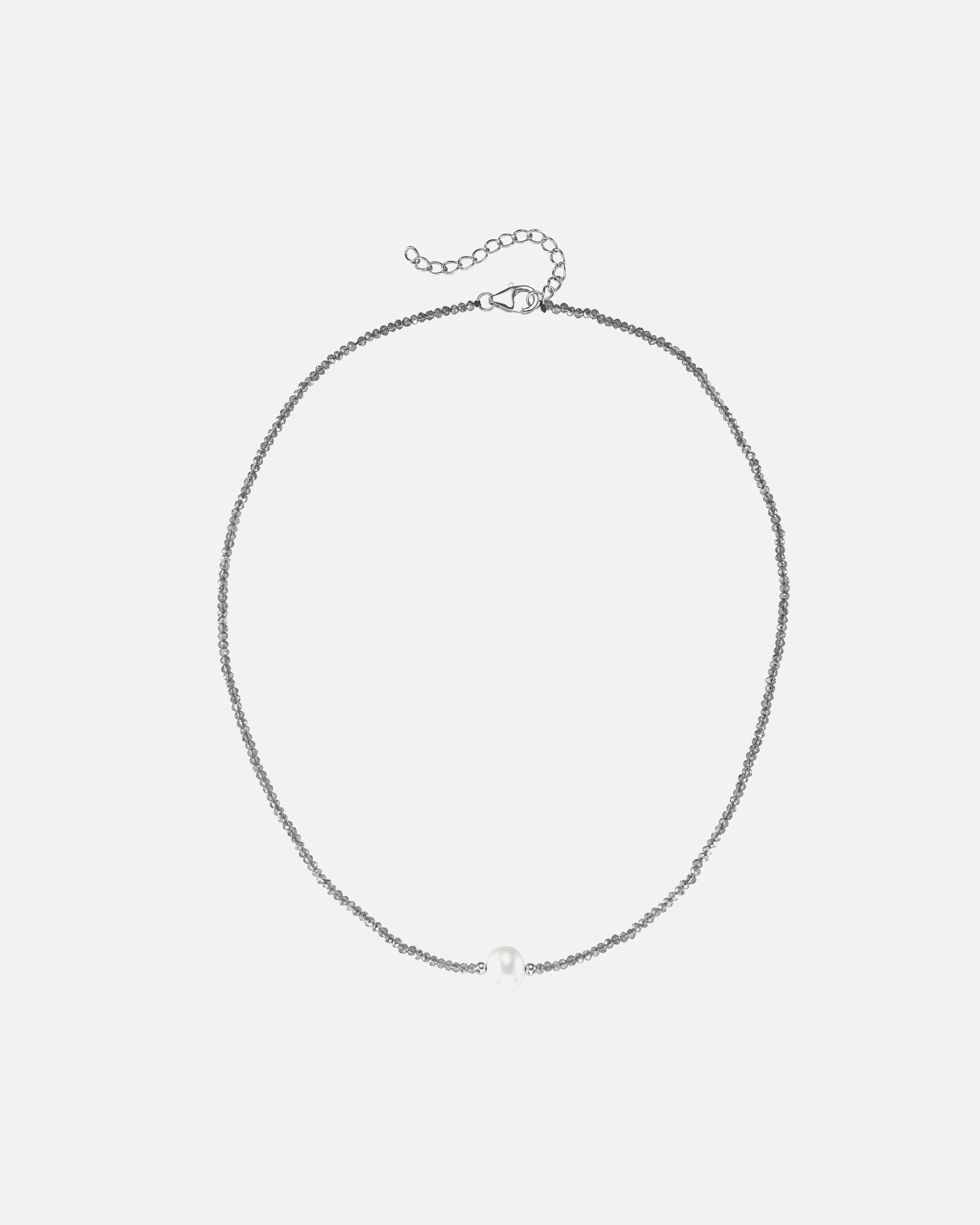 Halskette für Unisex Smart Jewel Collier mit Stein-Kugeln + Muschelkern-Perle, Silber 925 Grau