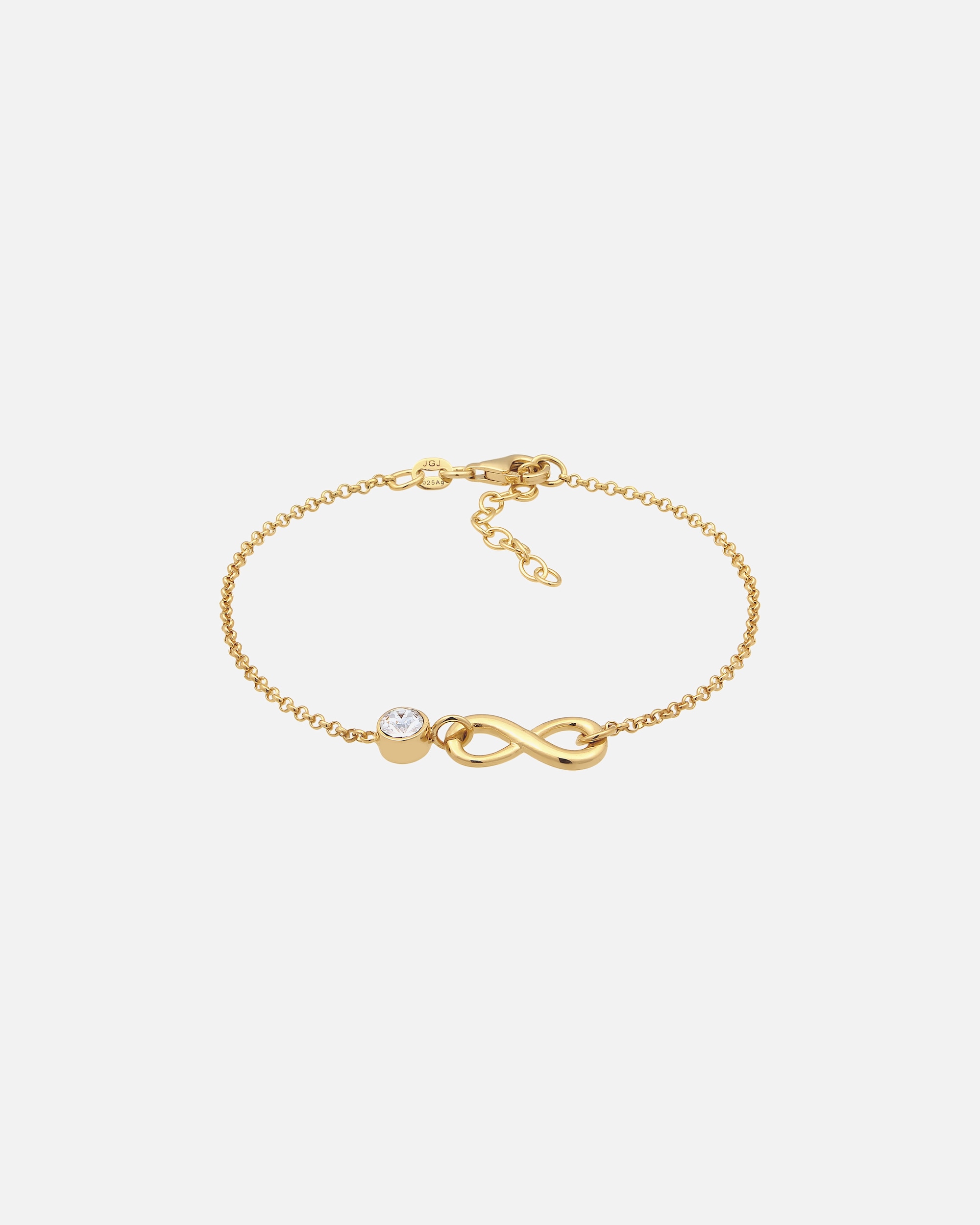 Armband für Weiblich Elli Unendlichkeit Infinity Weiß 925 Sterling Silber, mit Kristallen von Swarovski® goldfarben