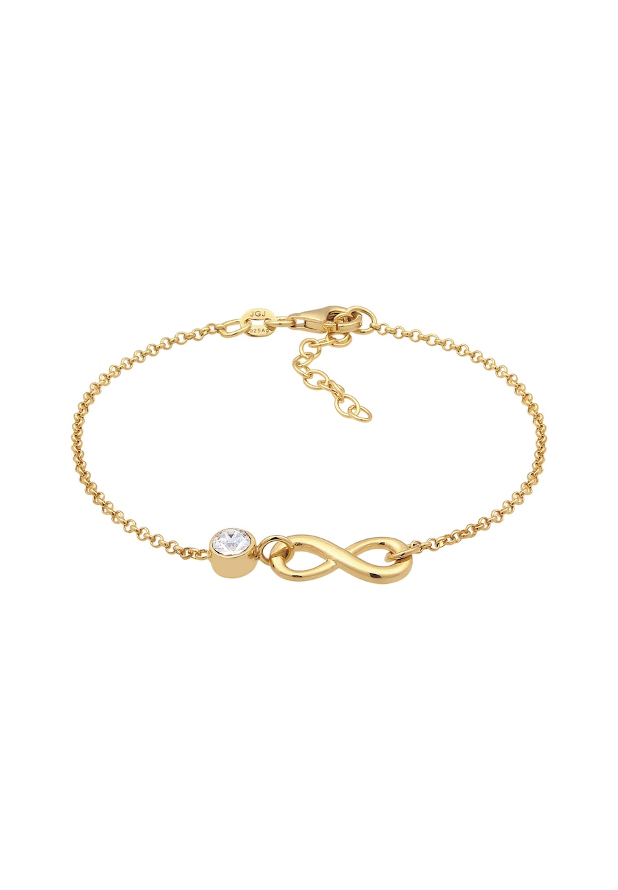 Elli Unendlichkeit Infinity Weiß 925 Sterling Silber, mit Kristallen von Swarovski goldfarben Damen