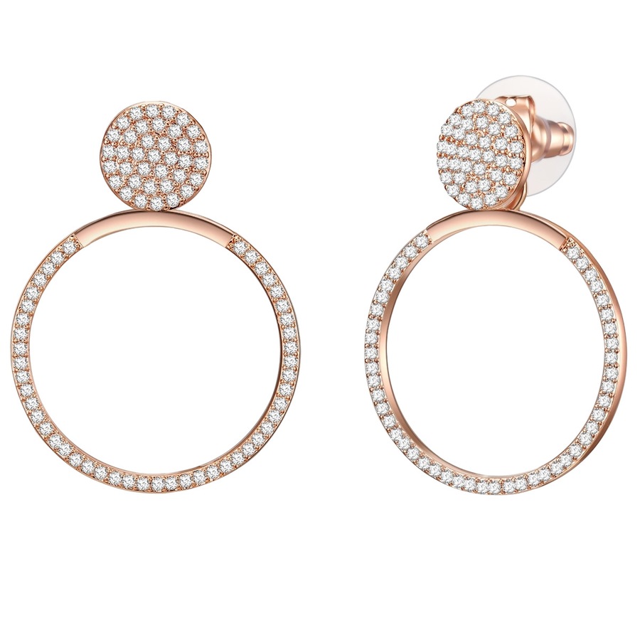 Lulu & Jane Ohrstecker Kreis Messing Zirkonia in Roségold 29,4 mm Damen