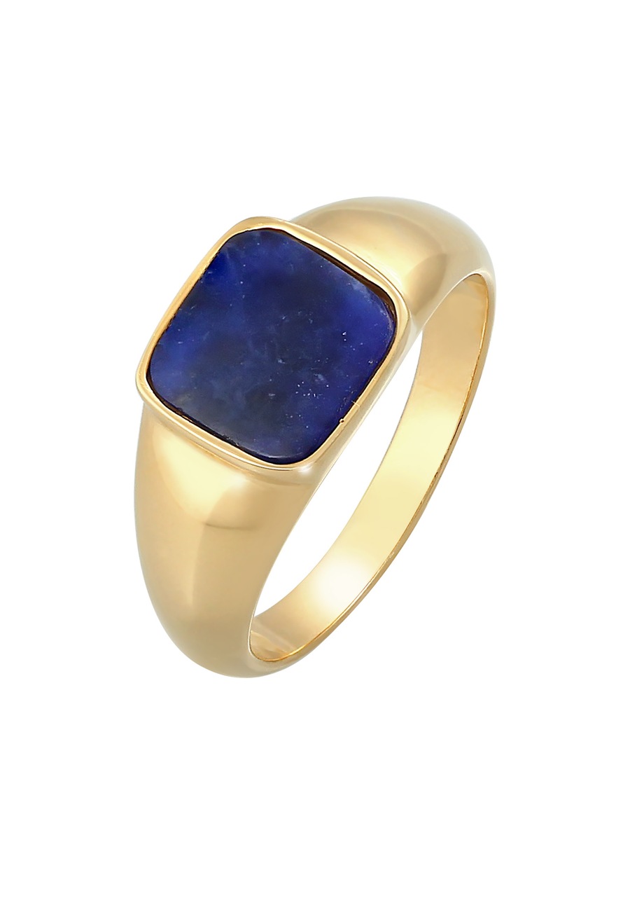 Elli PREMIUM Ring Siegelring Sodalith Quadrat Klassik 925 Silber 54 Damen