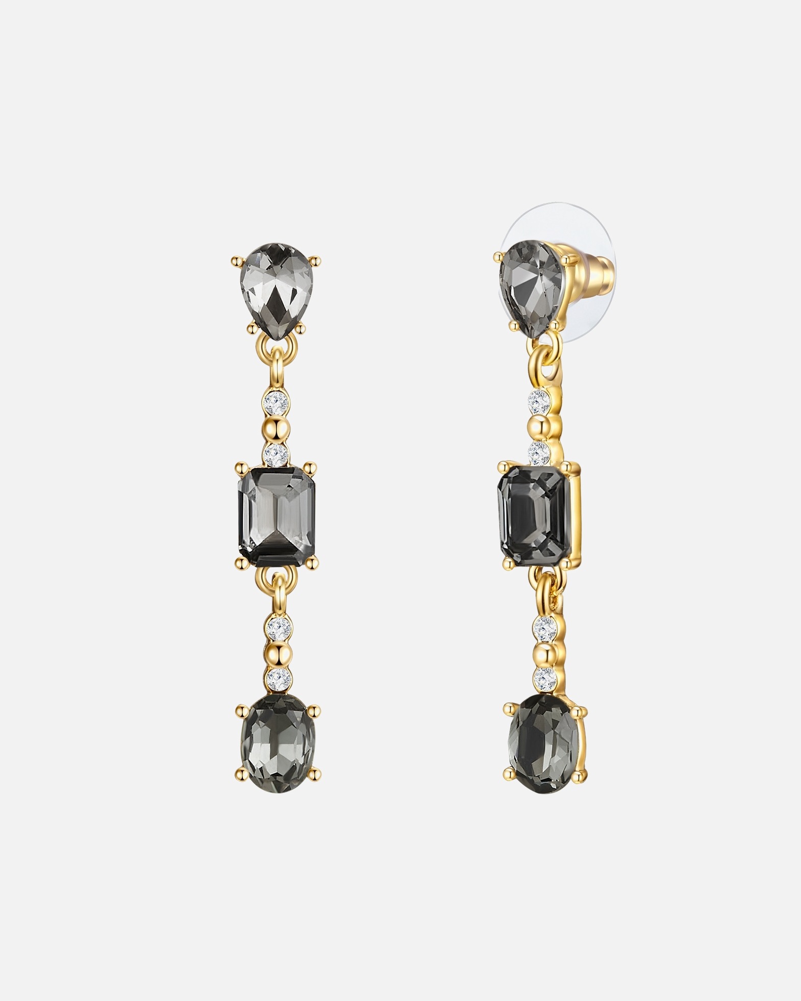 Ohrringe für Weiblich Lulu & Jane Ohrhänger Metall-Legierung Glas in Gelbgold 43,4 mm