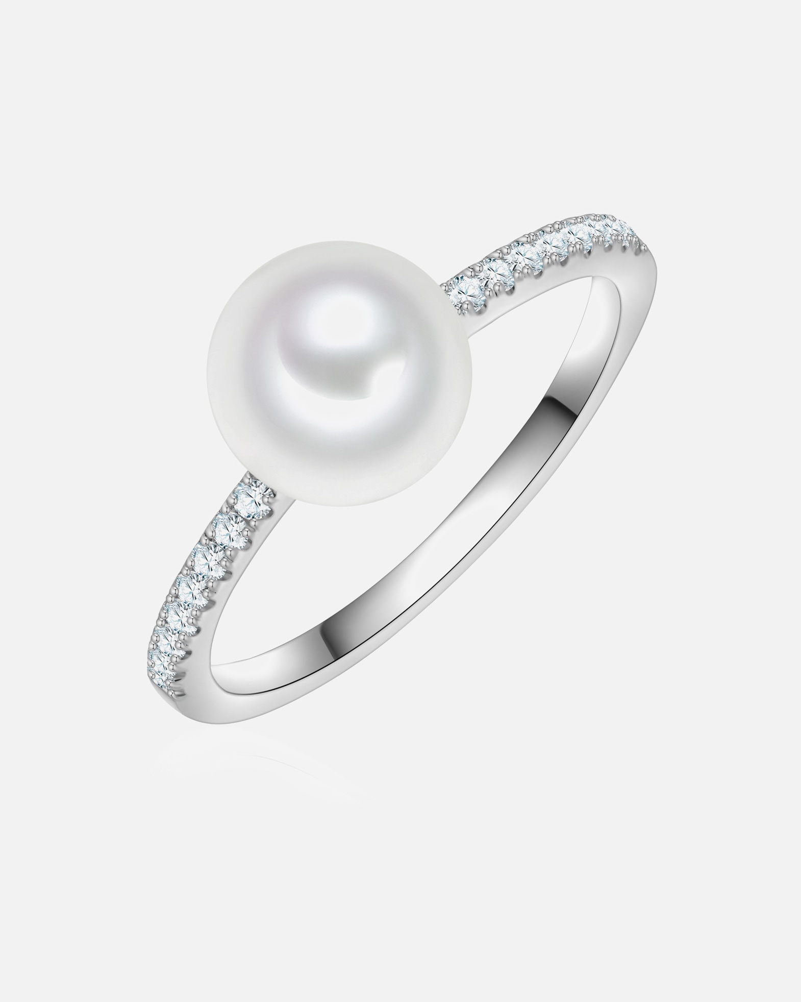 Ring für Weiblich Rafaela Donata Ring aus Sterling Silber in silber mit Zirkonia Muschelkernperle 50