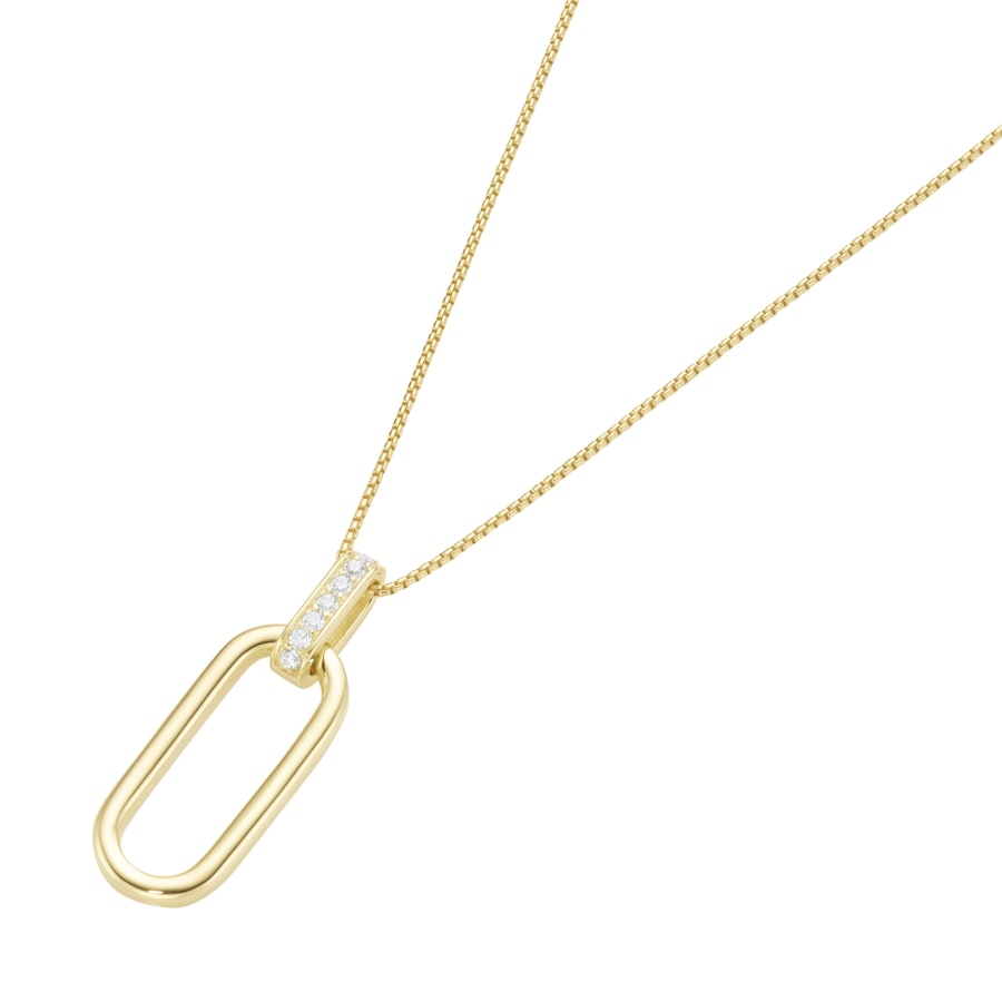 Giorgio Martello Milano Kette Anhänger beweglich mit Zirkonia, vergoldet, Silber 925 45 cm Hellbraun Damen