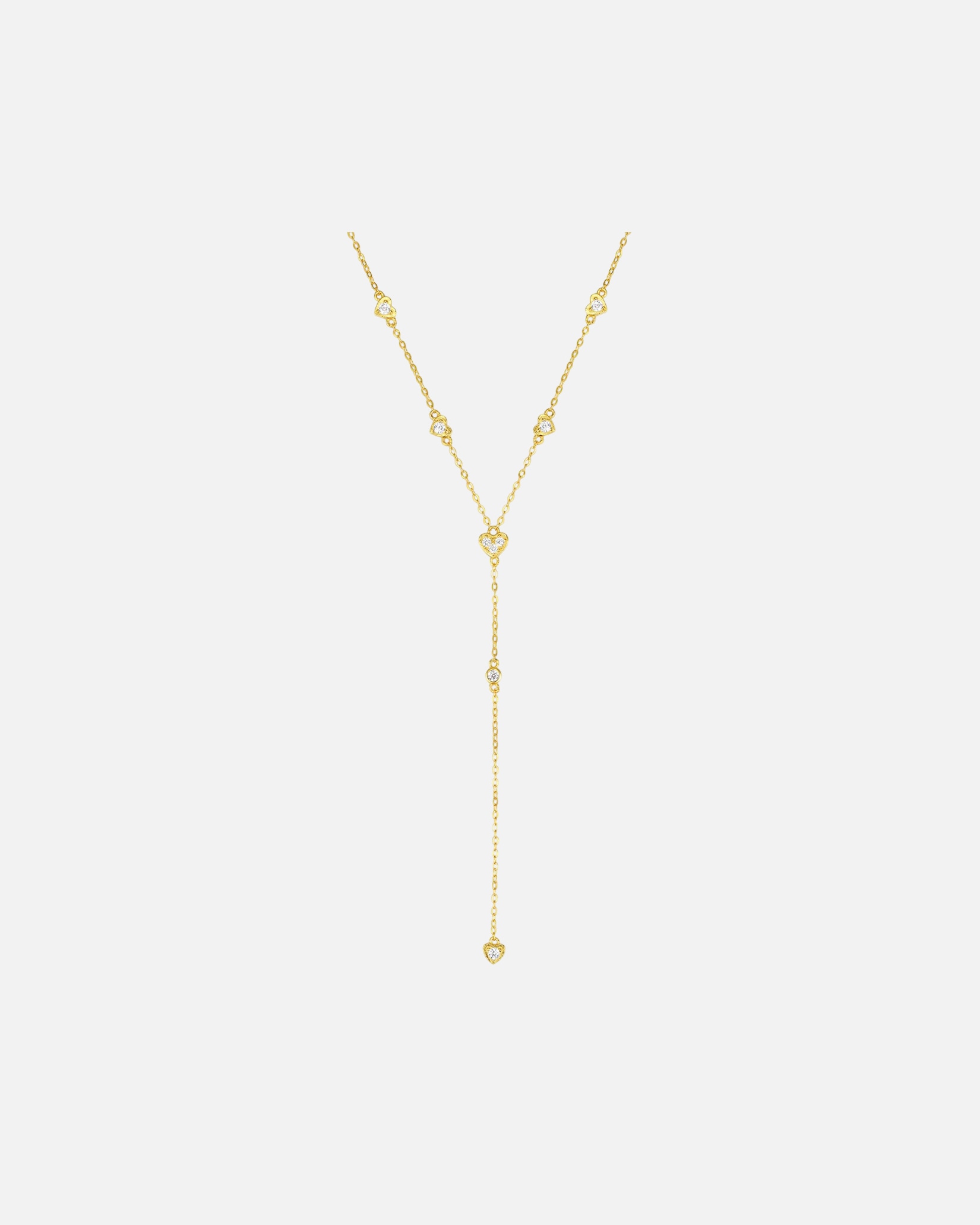 Halskette für Weiblich Hey Happiness Default Brand Line Romantische Y-Kette mit Herzanhängern 925 Sterlingsilber Gold