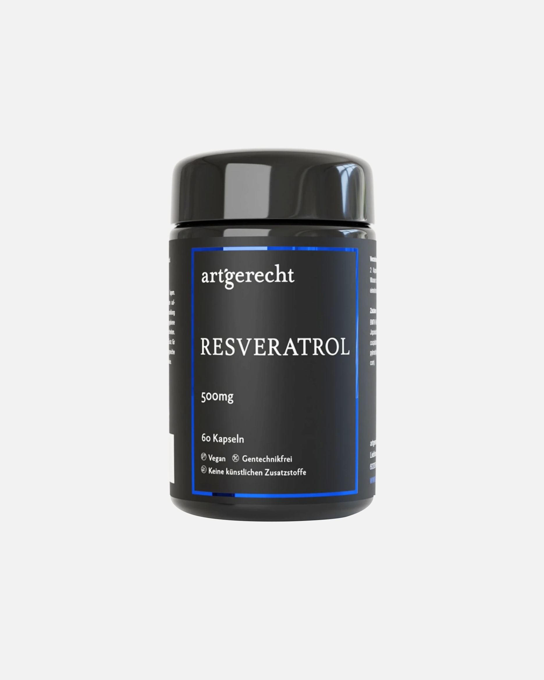 Anti-Aging-Nahrungsergänzung für Unisex art‘gerecht RESVERATROL LONGEVITY – hochdosierter Polyphenol-Komplex mit 500 mg Trans-Resveratrol 60 Kapseln